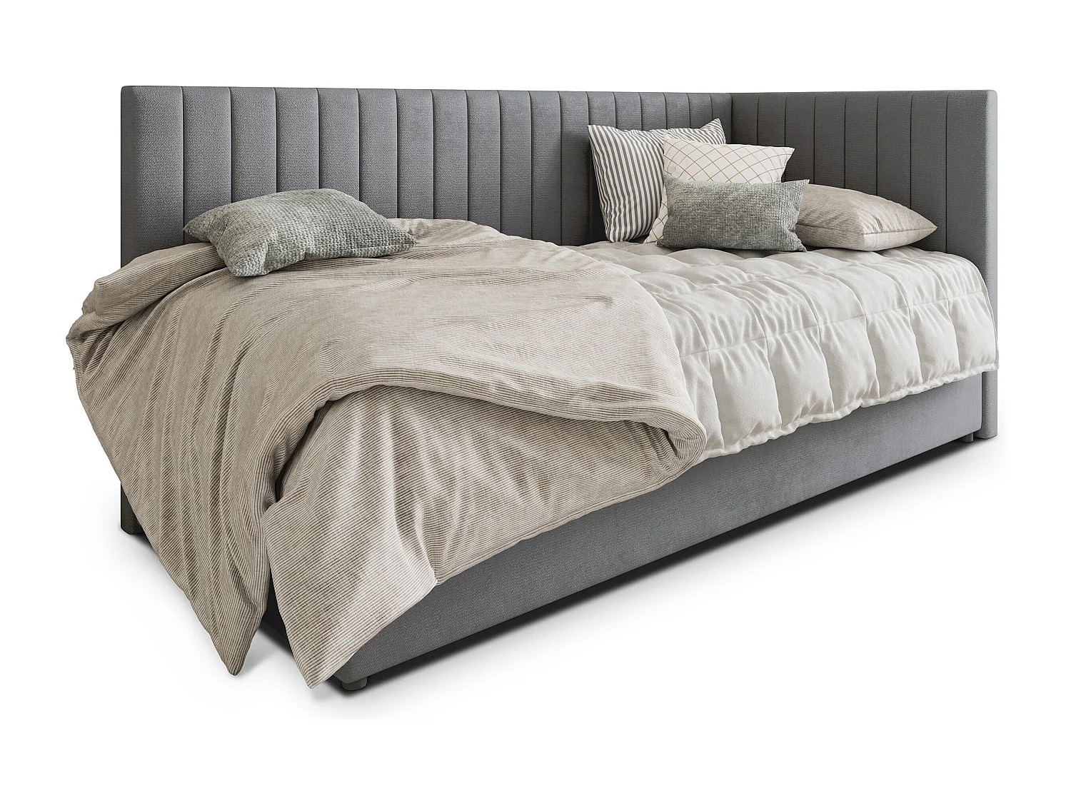 Boxspringbed ARIS 80x200 cm Set met hoofdbord, bedbodem en matras, Grijs