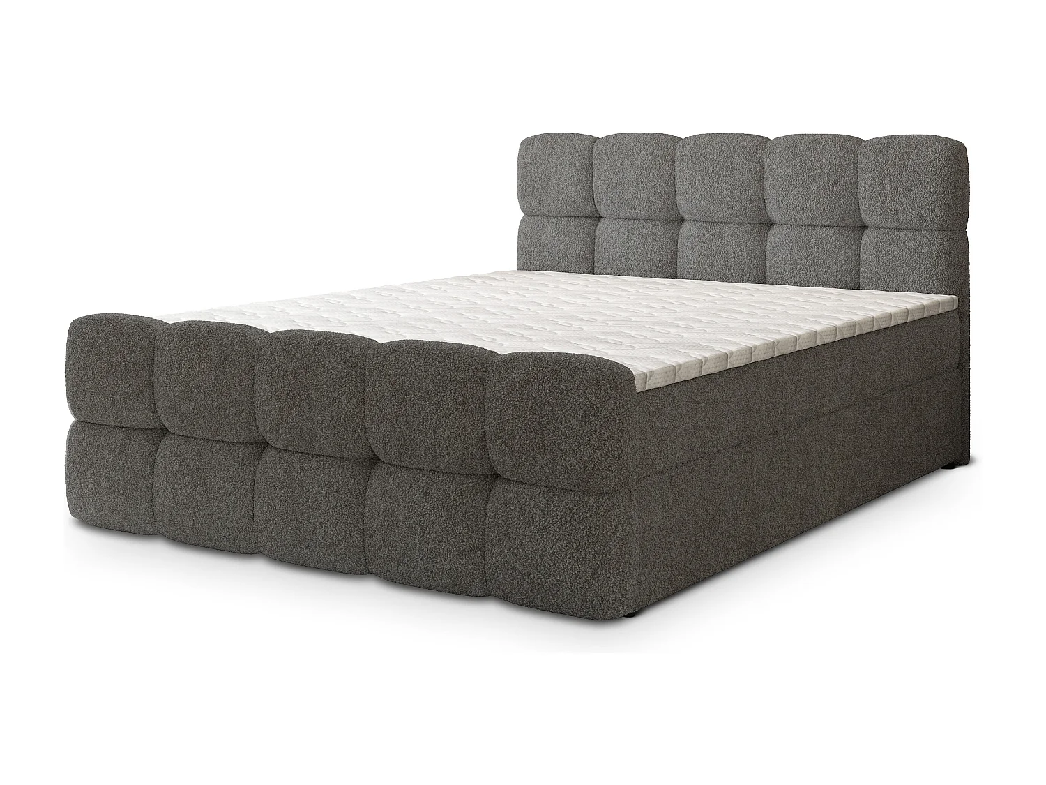 Boxspringbed BRUME 160x200 cm Set met hoofdbord, bedbodem en matras, Grijs