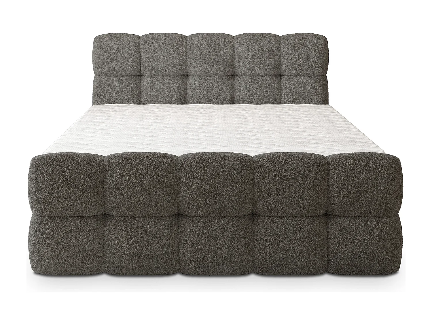 Boxspringbed BRUME 160x200 cm Set met hoofdbord, bedbodem en matras, Grijs