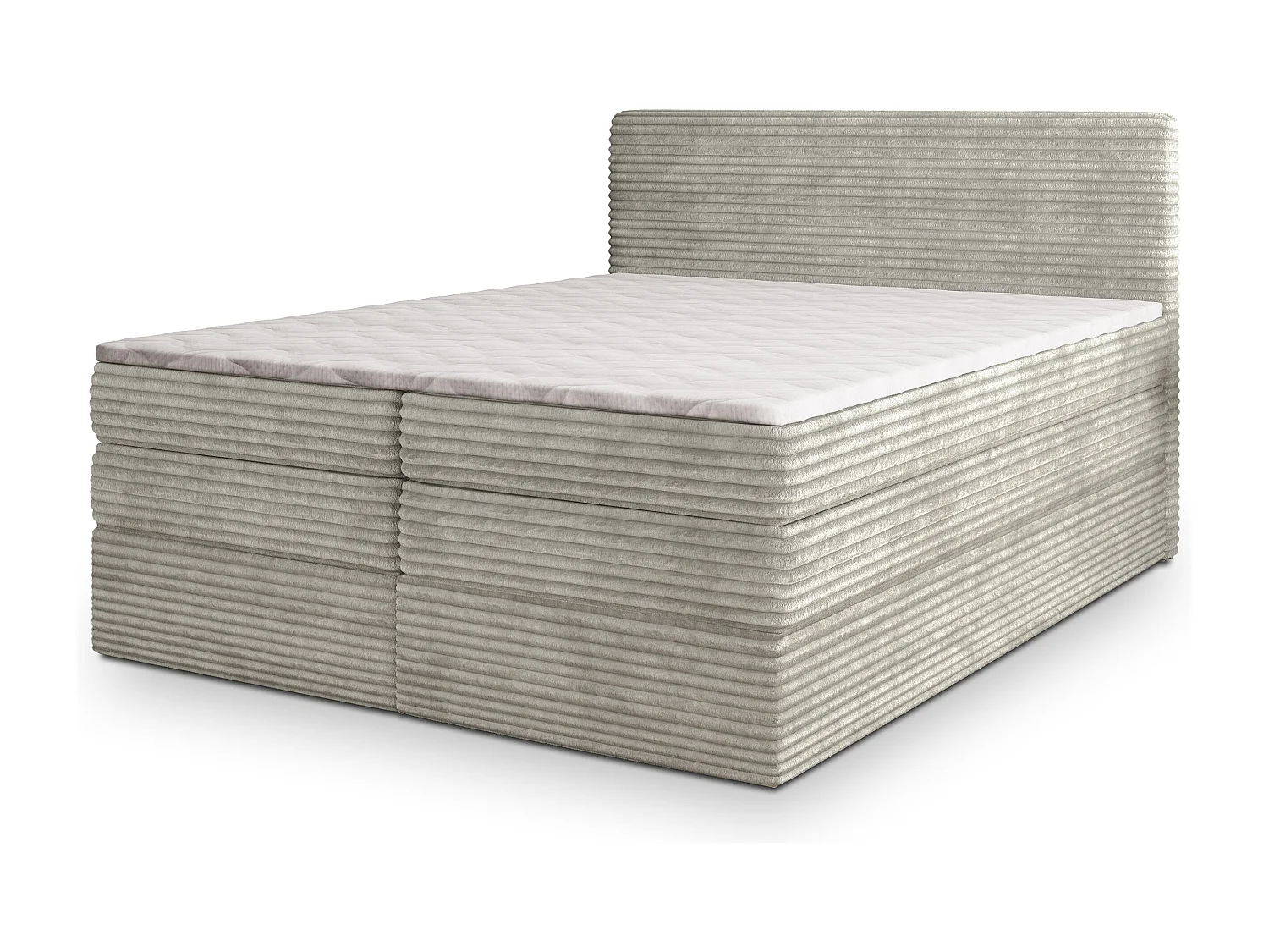Boxspringbed LUNERA 160x200 cm Set met hoofdbord, bedbodem en matras, Lichtgrijs