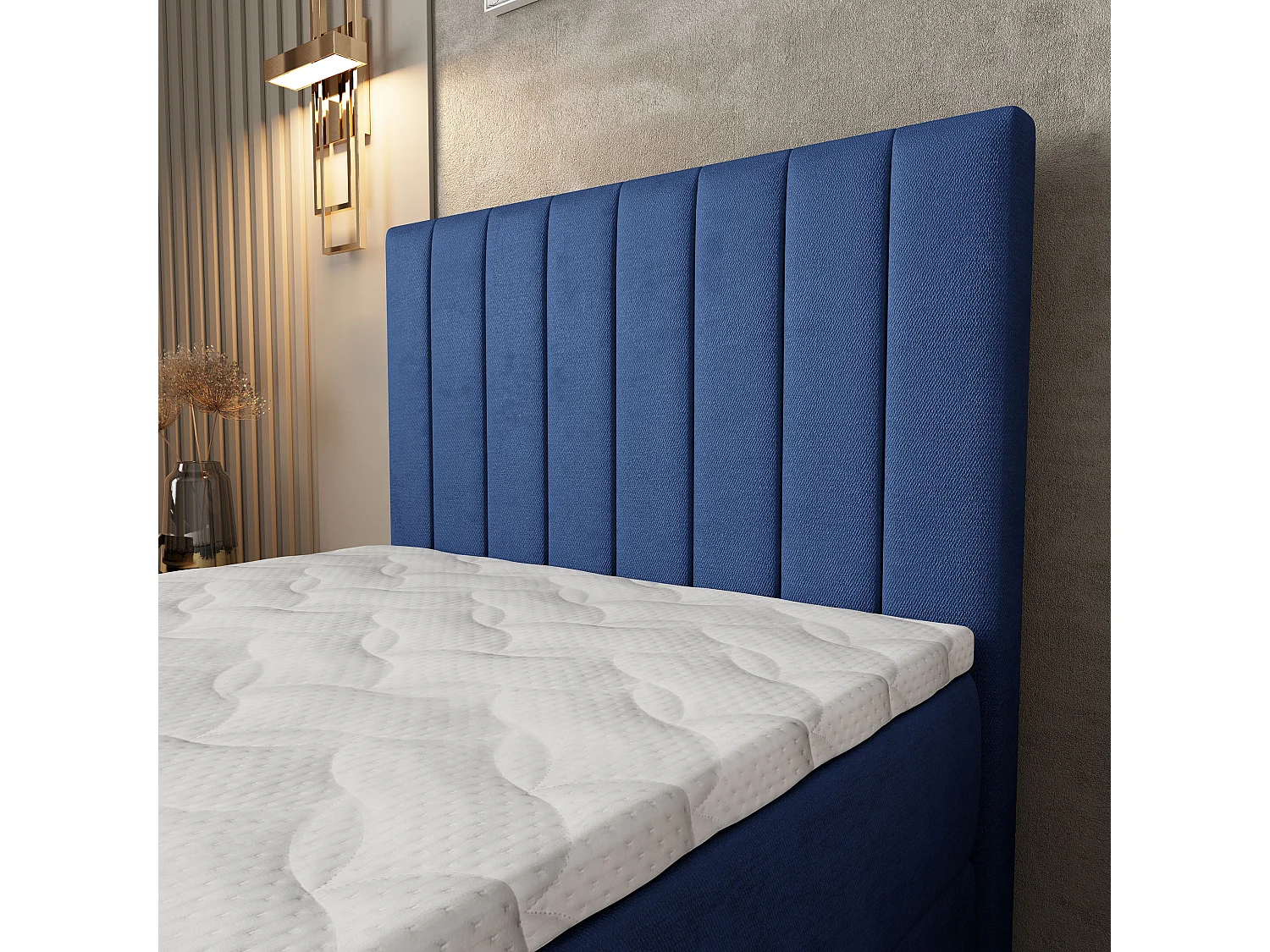 Boxspringbed ARION 100x200 cm Set met hoofdbord, bedbodem en matras, Blauw