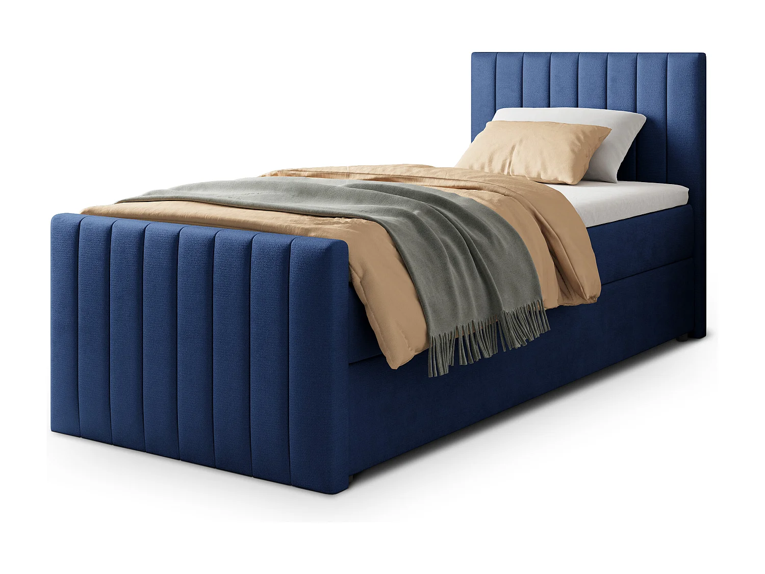 Boxspringbed ARION 100x200 cm Set met hoofdbord, bedbodem en matras, Blauw