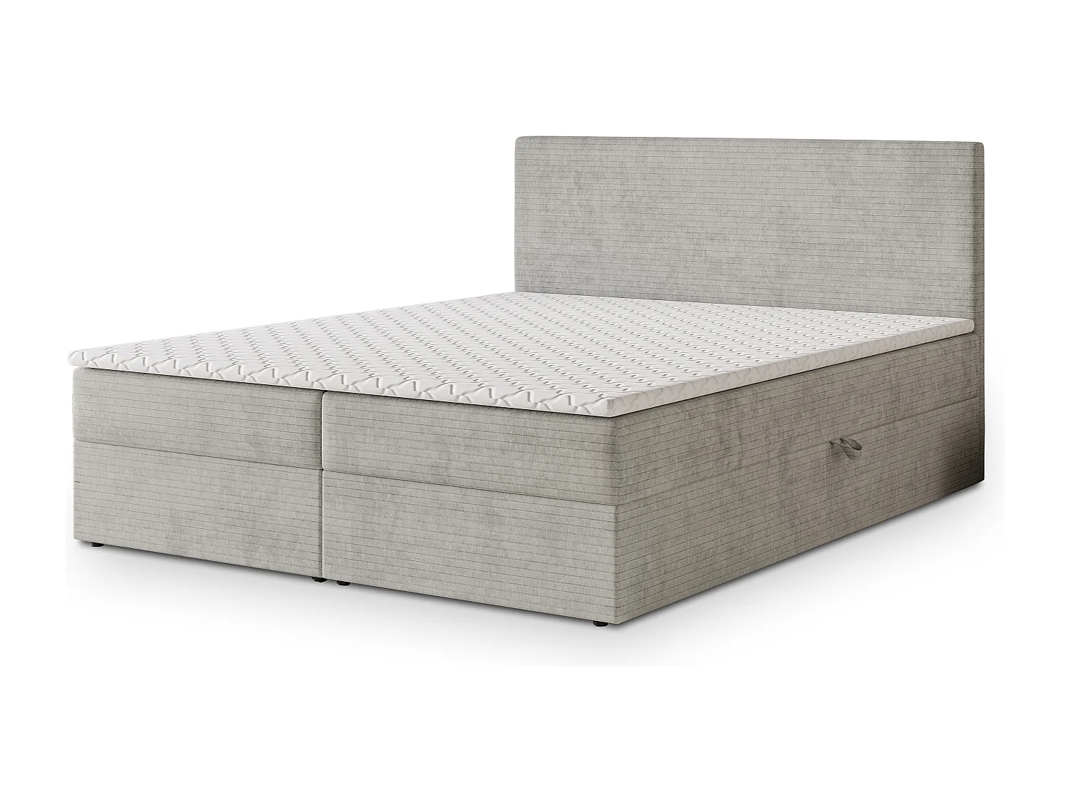 Lit continental NIRA, 180x200 cm, Tissu pelucheux, Gris clair
