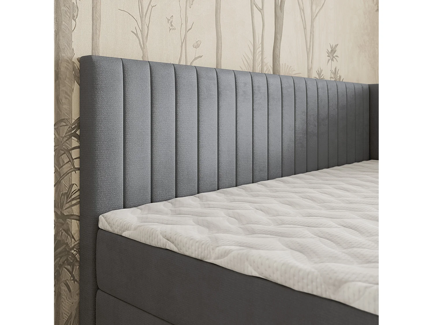 Boxspringbed ARIS 90x200 cm Set met hoofdbord, bedbodem en matras, Grijs