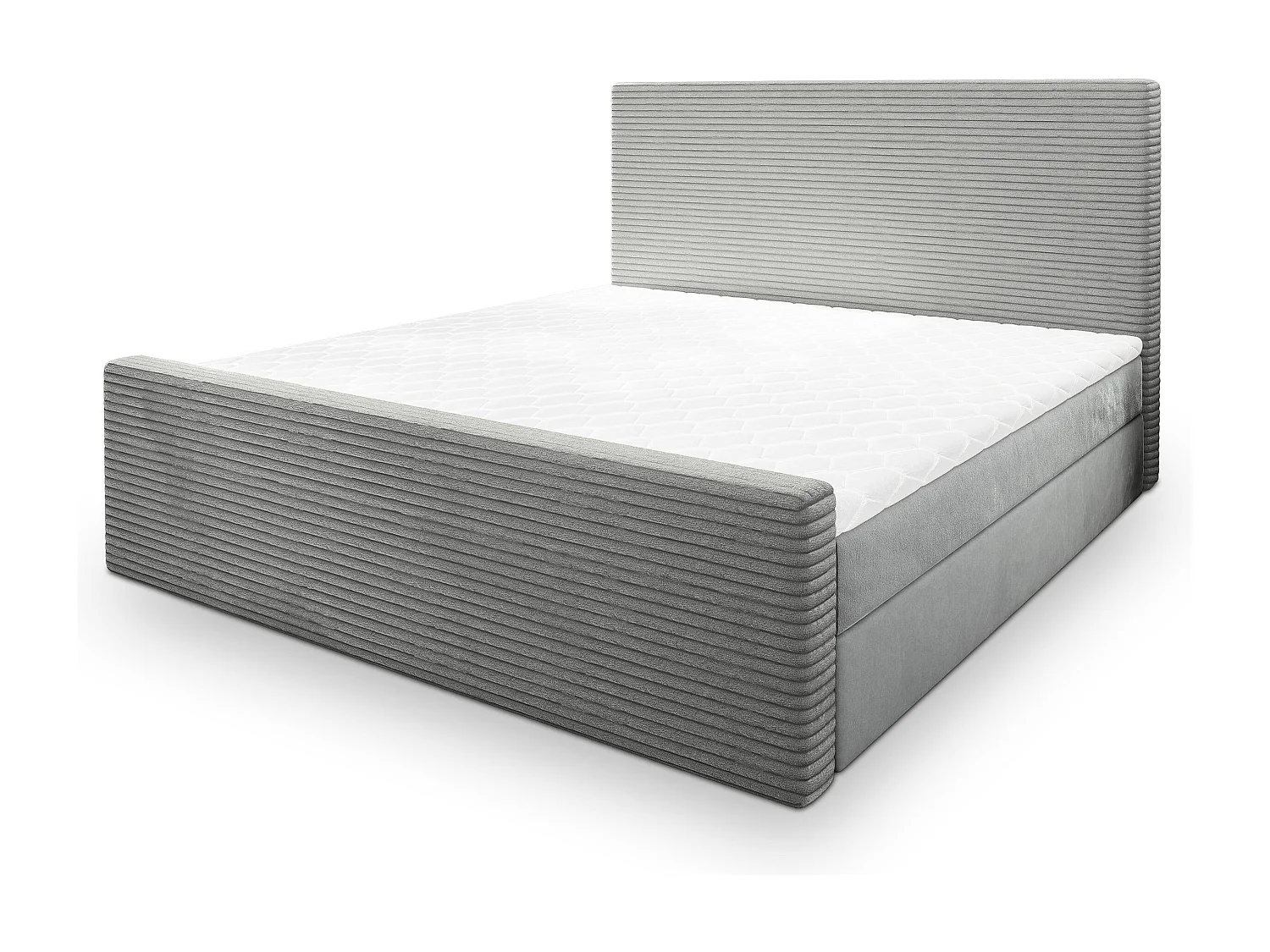 Lit continental ALORIA, 140x200 cm, Tissu pelucheux, Gris clair