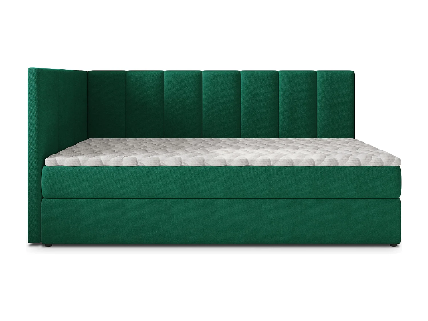Boxspringbed BEVE 80x200 cm Set met hoofdbord, bedbodem en matras, Dennengroen