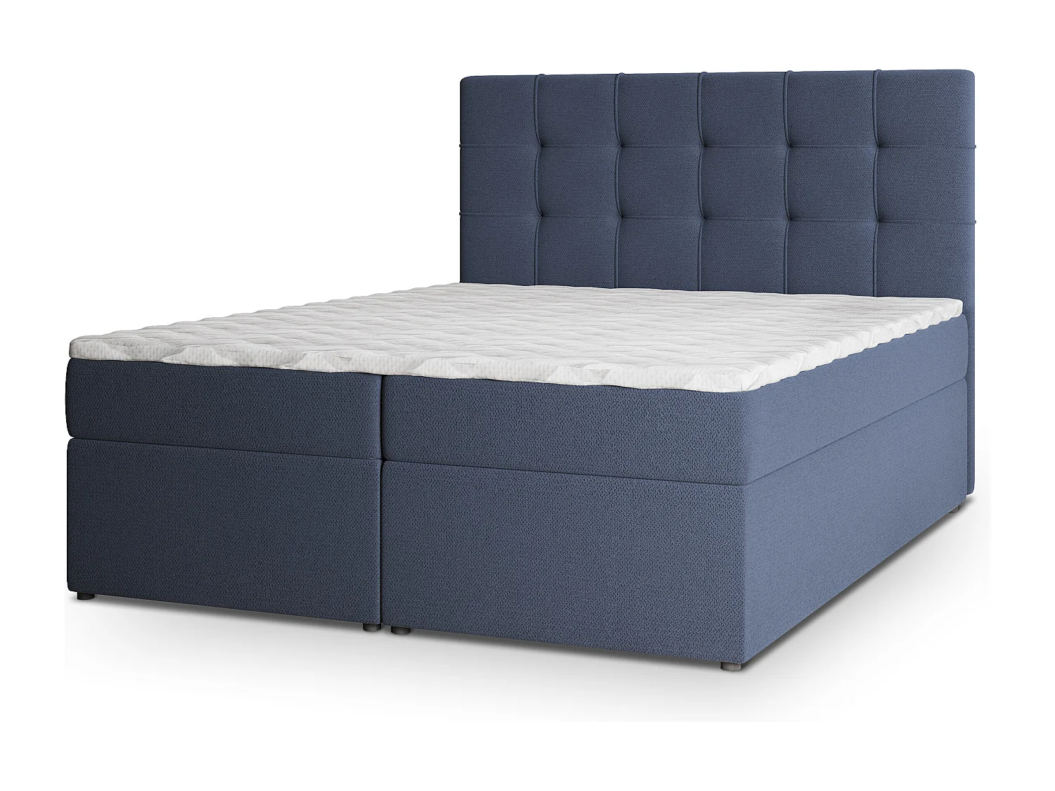 Lit continental PALMA, 180x200 cm, Tissu tressé, Bleu