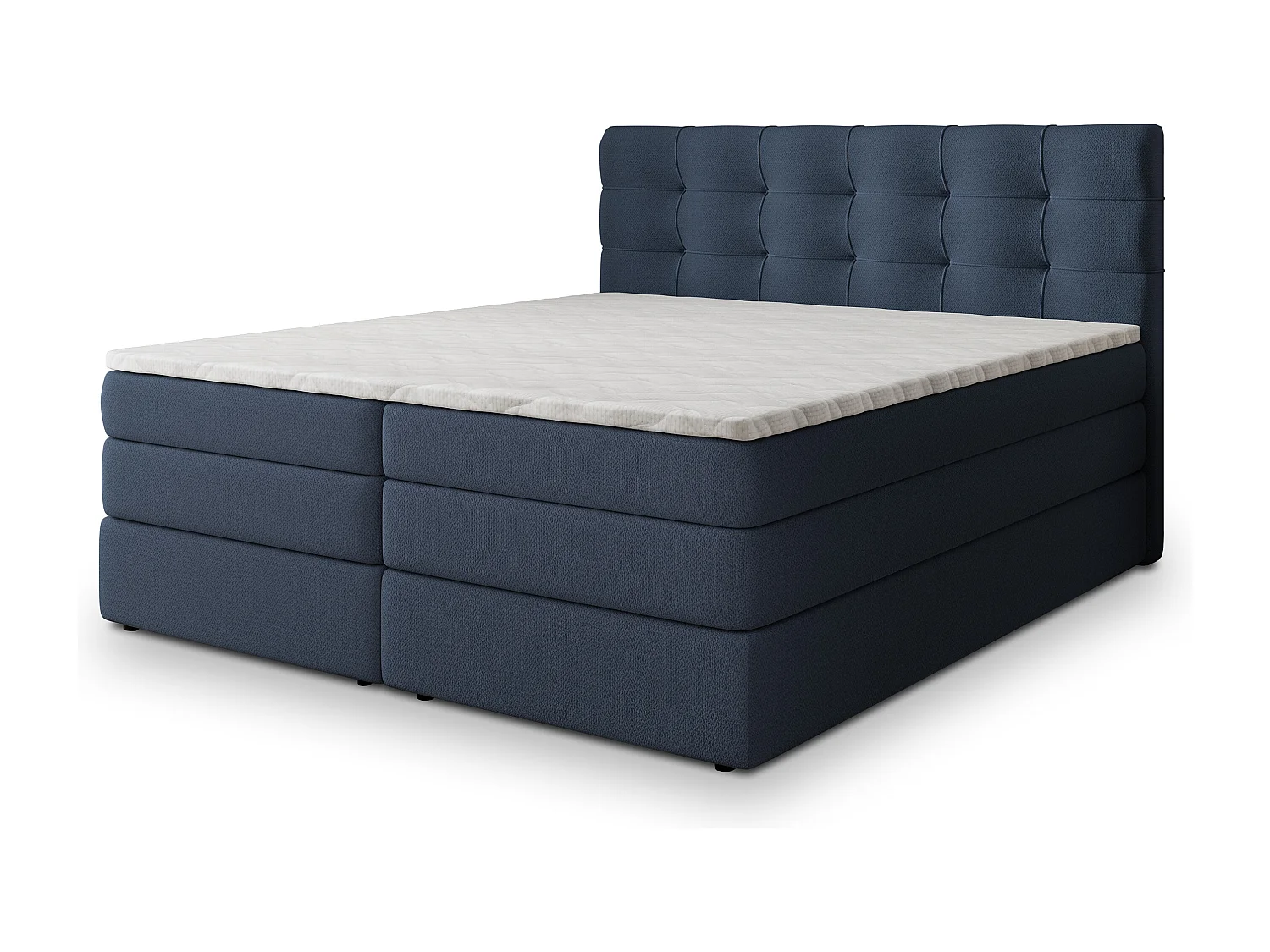 Lit continental AREZI, 140x200 cm, Tissu tressé, Bleu