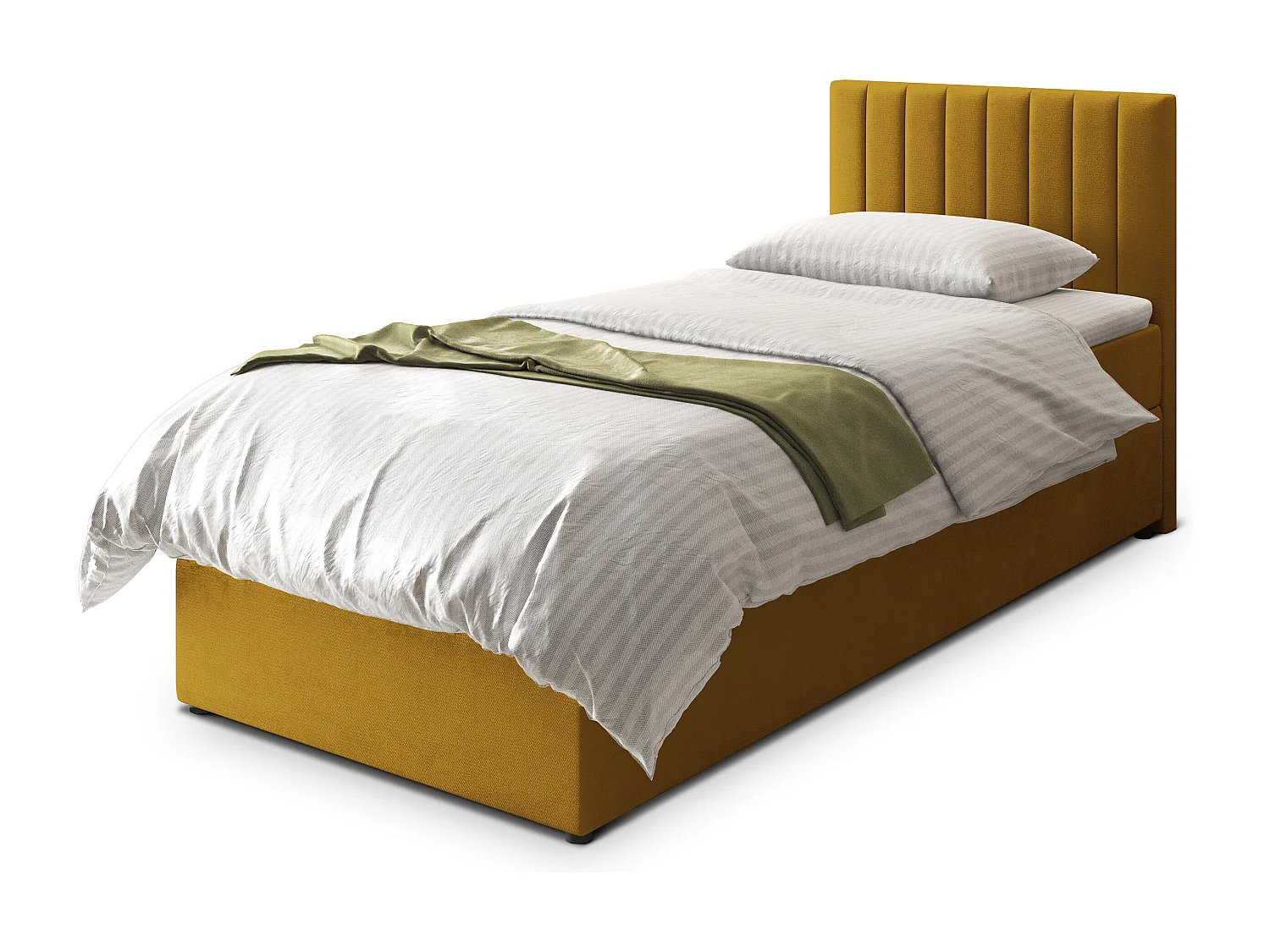 Boxspringbed BRESEL 100x200 cm Set met hoofdbord, bedbodem en matras, Geel