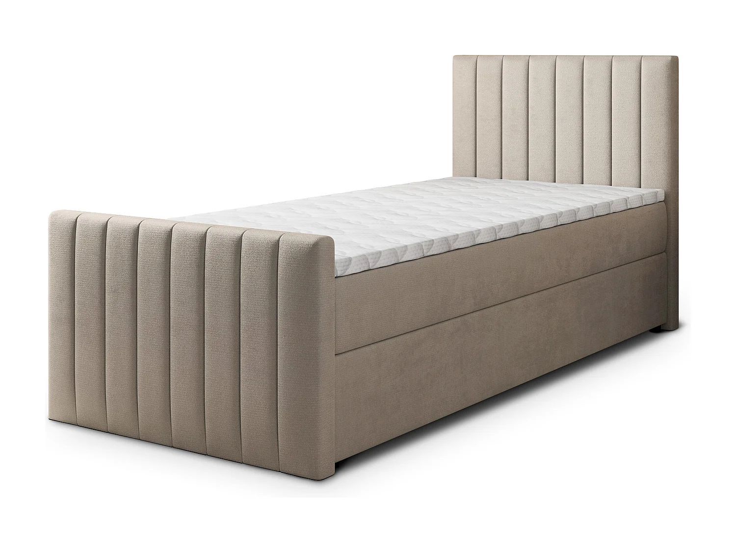 Boxspringbed ARION 90x200 cm Set met hoofdbord, bedbodem en matras, Beige