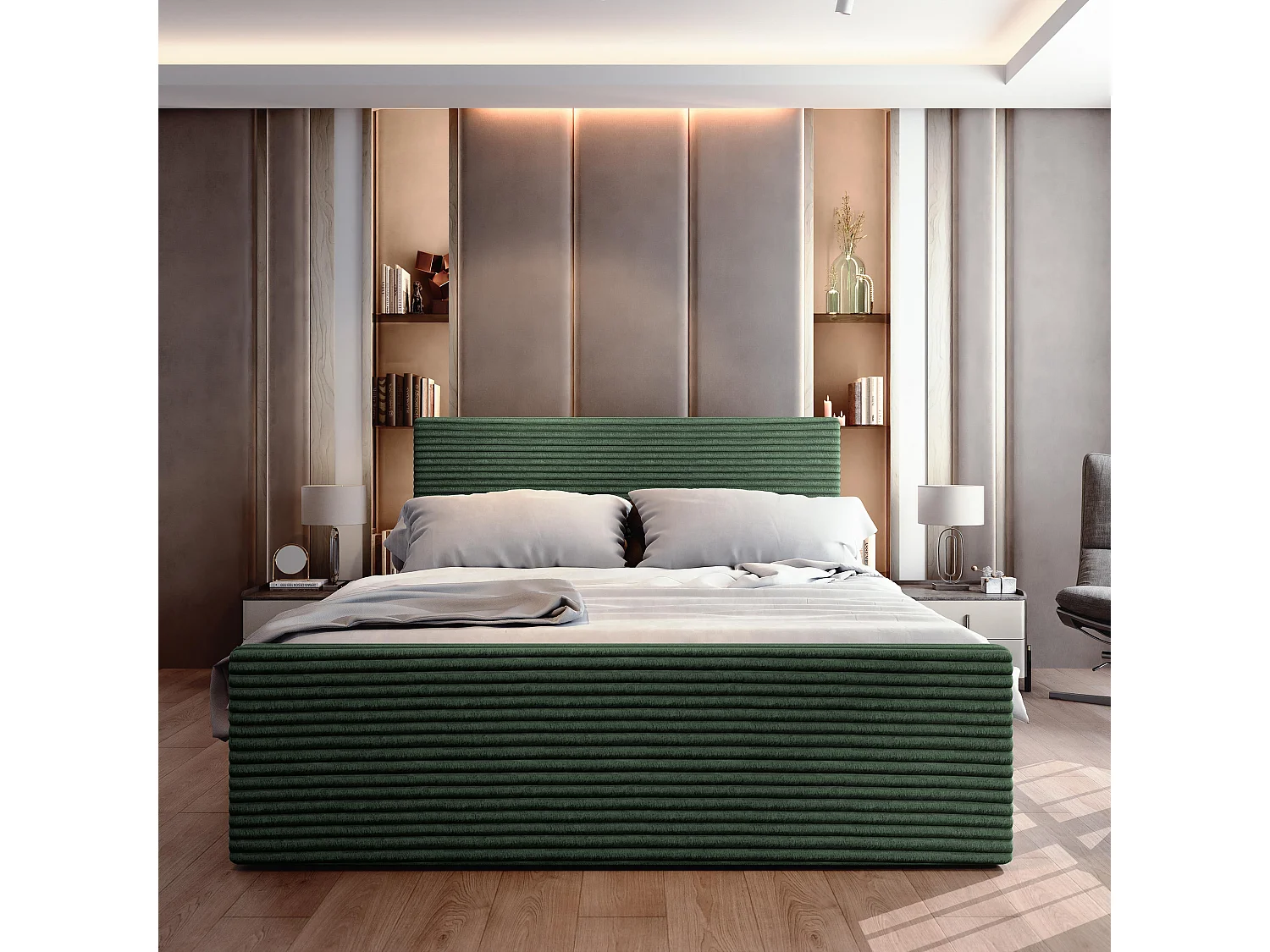 Boxspringbed BRENTO 140x200 cm Set met hoofdbord, bedbodem en matras, Blauw
