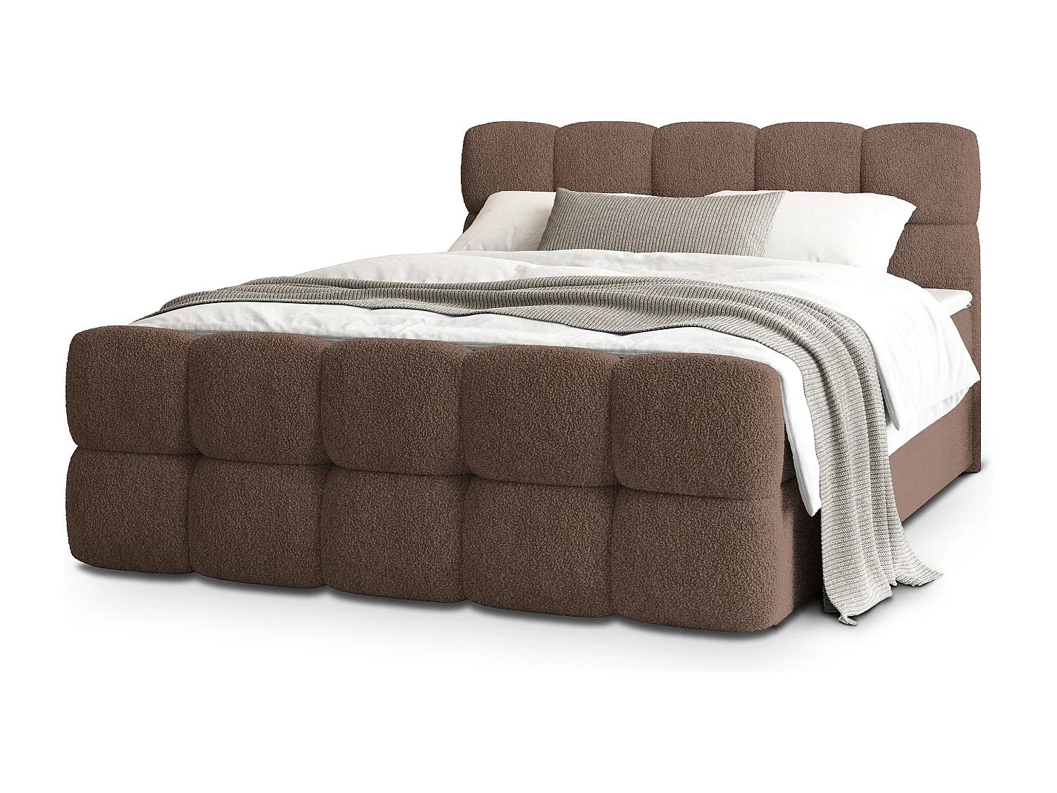 Boxspringbed BRUME 160x200 cm Set met hoofdbord, bedbodem en matras, Bruin