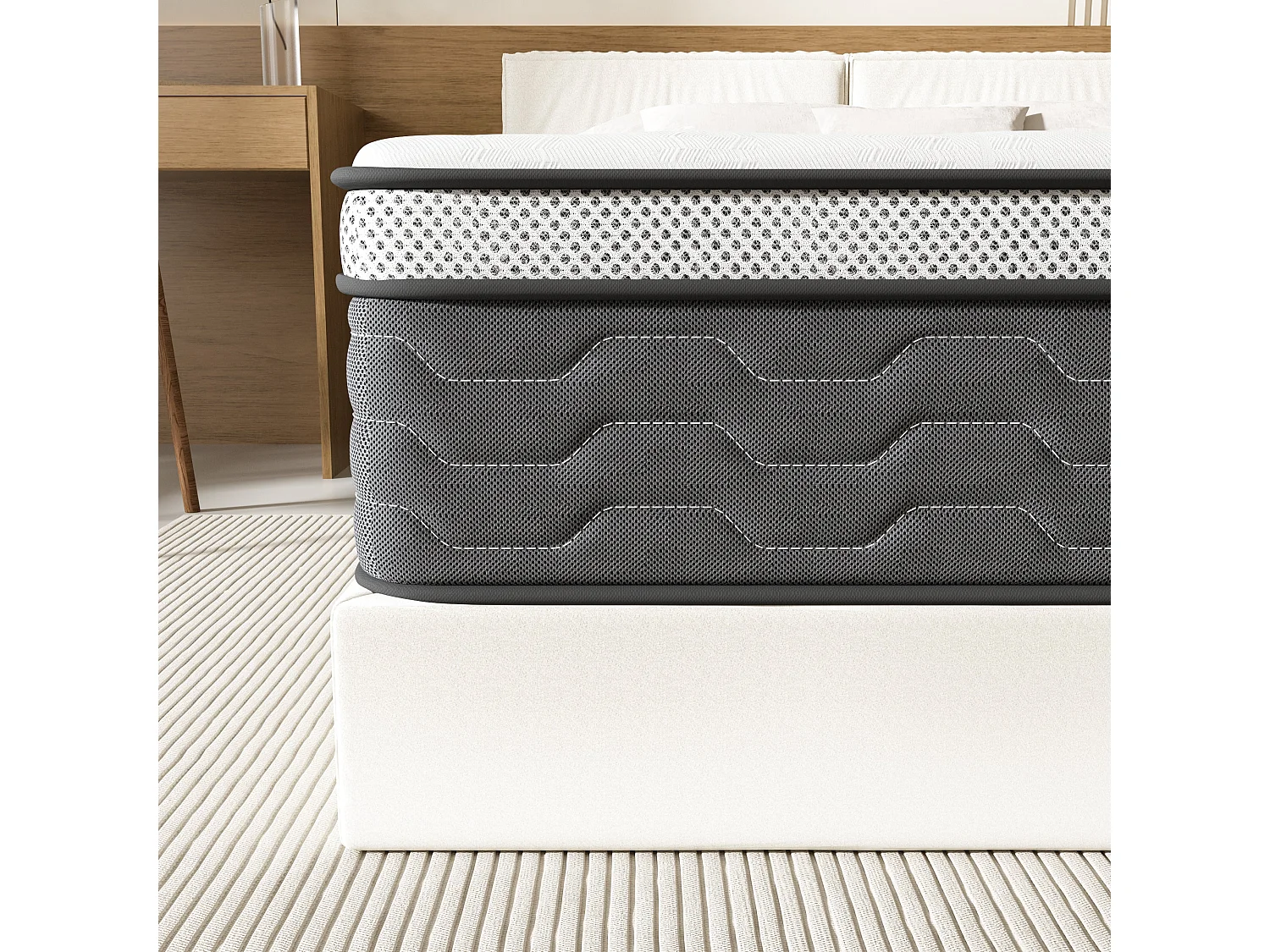 Matelas Ressorts 140x190 cm, 30 Cm Épaisseur, Confort, 7 Zones Ergonomique