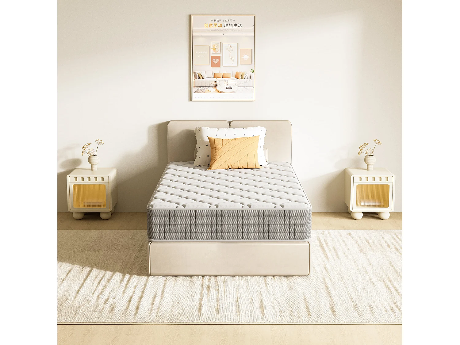 Matelas 120x190,22cm, Fermeté Moyenne, Soutien Parfait,Respirant,Réversible à Deux Faces Utilisables