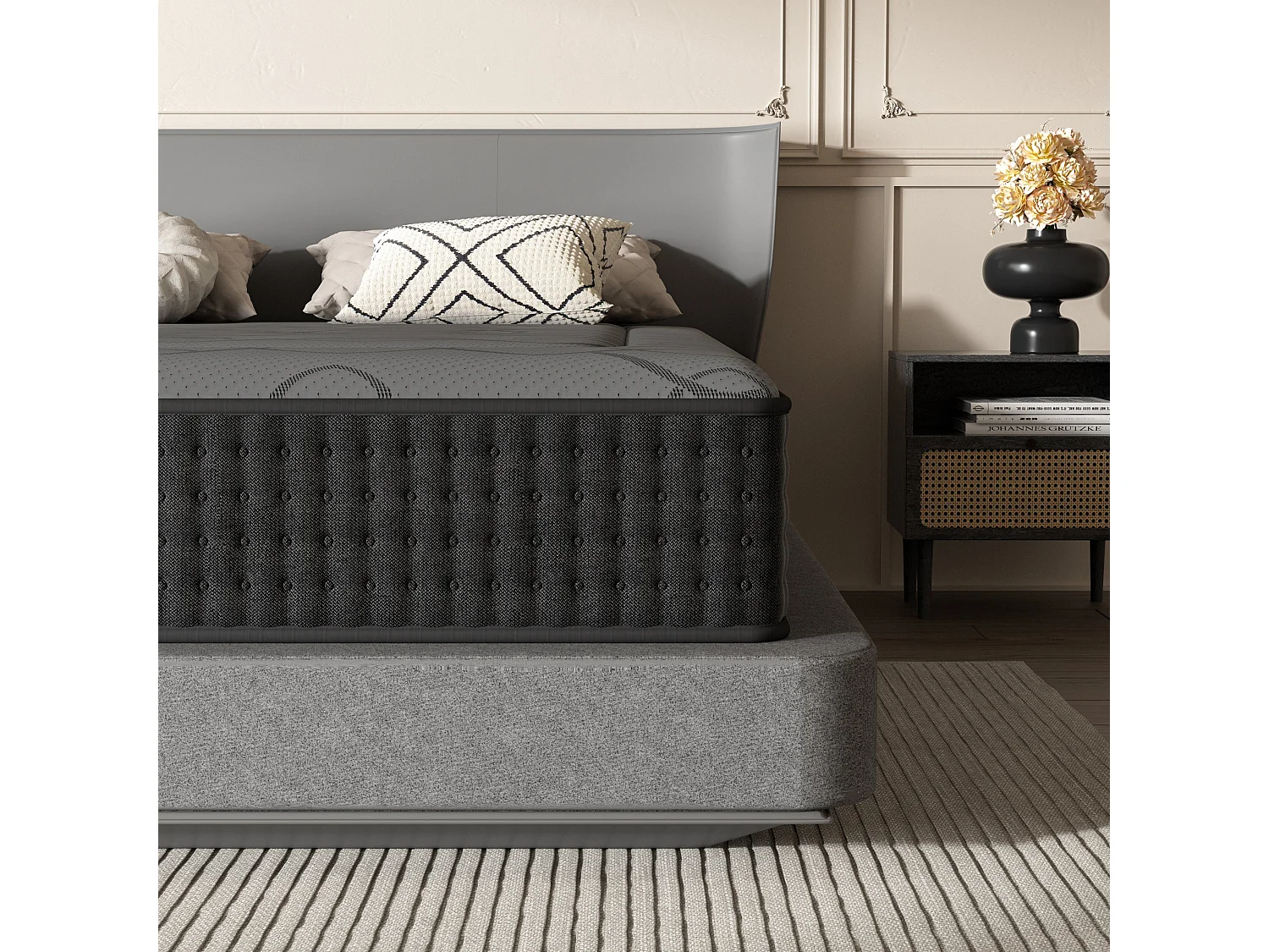 Springveren matras 140x190 cm van schuim en veren, 28 cm Dikte
