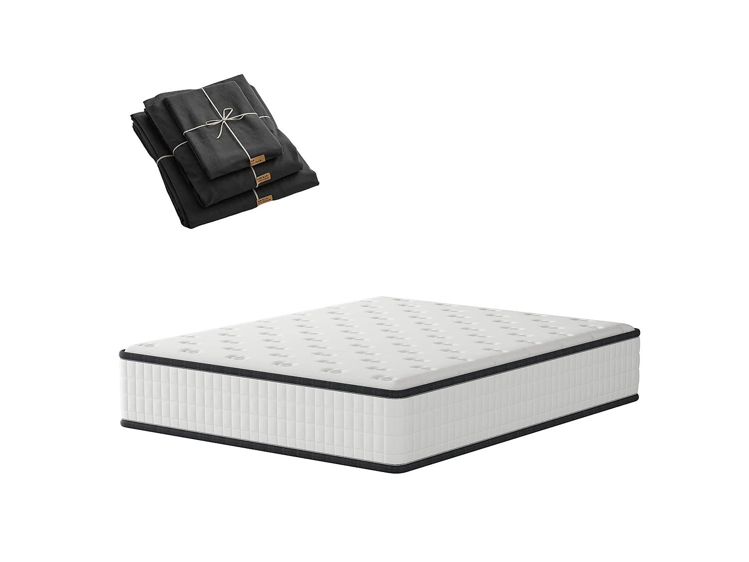 Matelas 160x200cm,épaisseur 22cm +Parure de lit+Housse Couette+Housse d'oreiller,Adapté aux