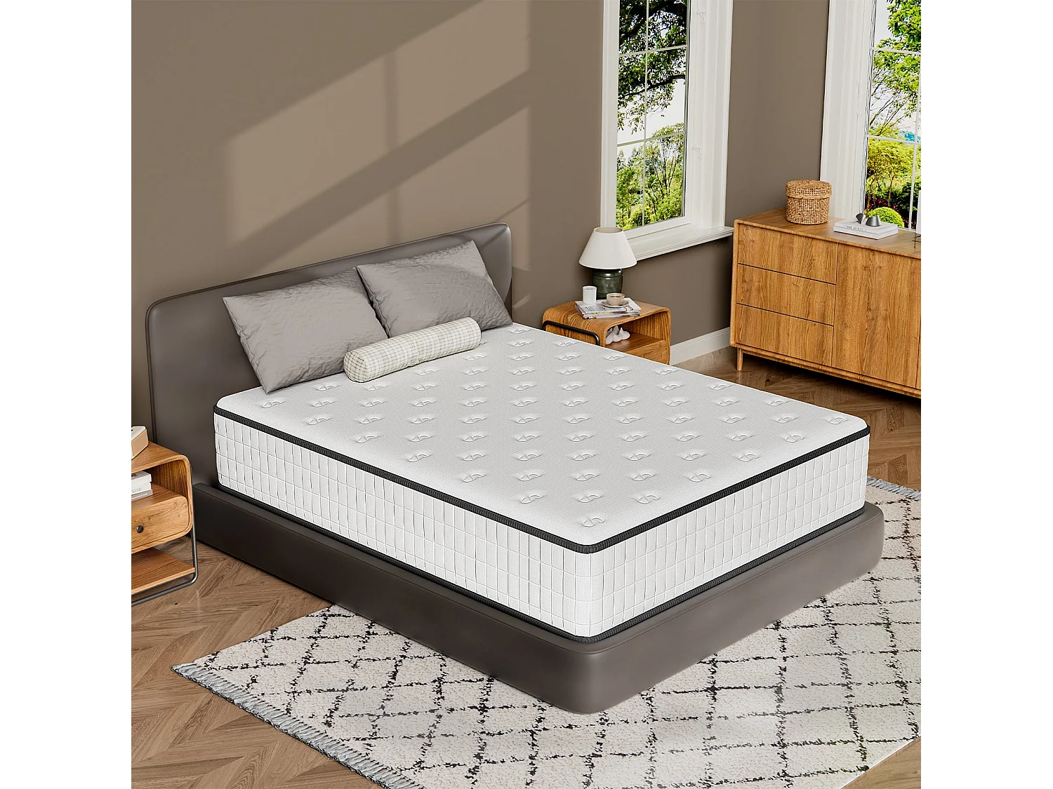 Matelas en mousse 180x200cm, Épaisseur 22 cm,réversible à Deux Faces entièrement utilisables