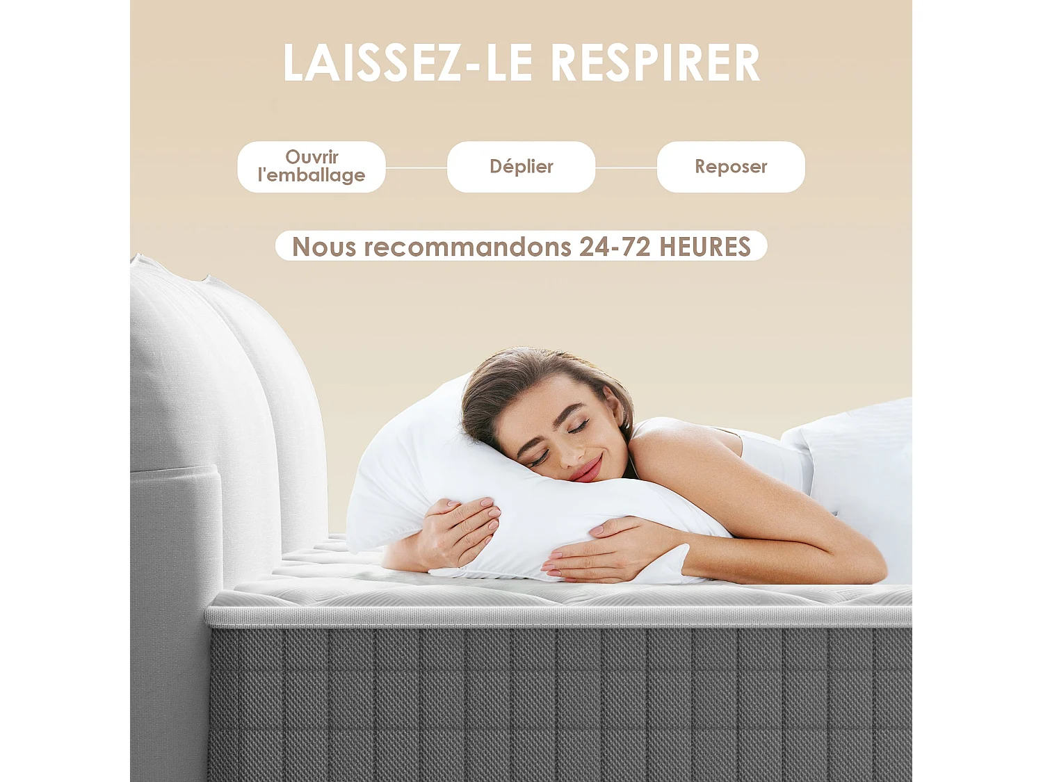 Matelas 160x200,22cm, Fermeté Moyenne, Soutien Parfait,Respirant,Réversible à Deux Faces