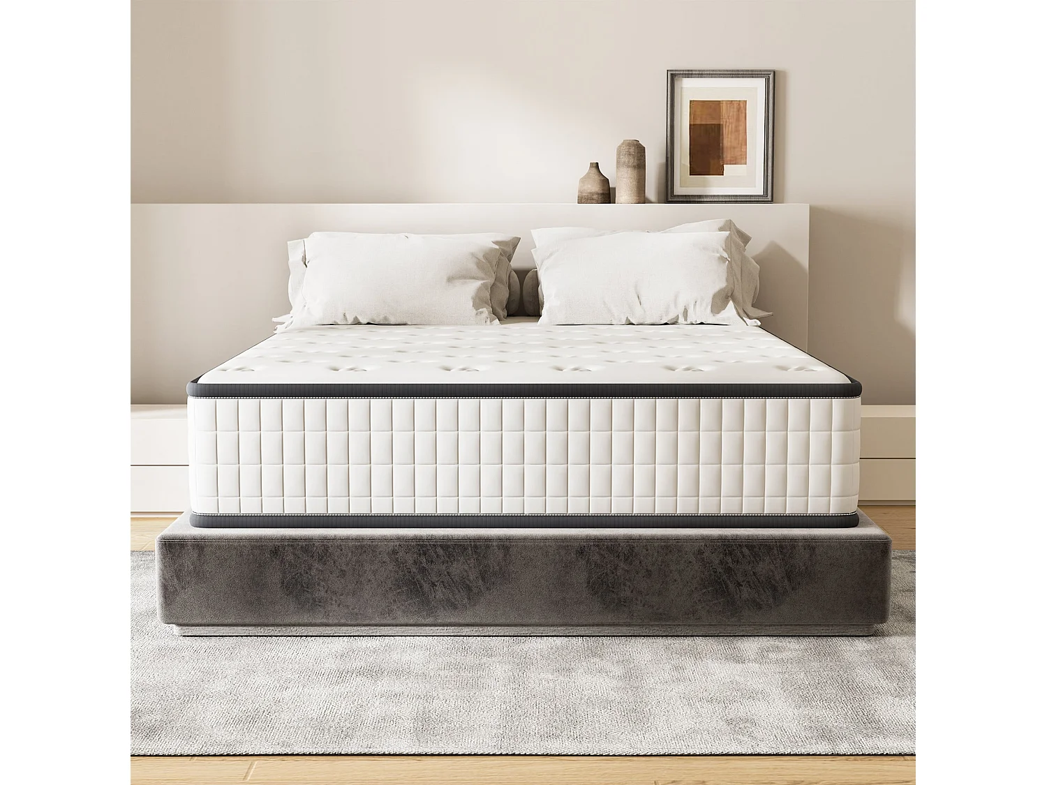Matelas 160x200cm,épaisseur 16cm +Parure de lit+Housse Couette+Housse d'oreiller,Adapté aux