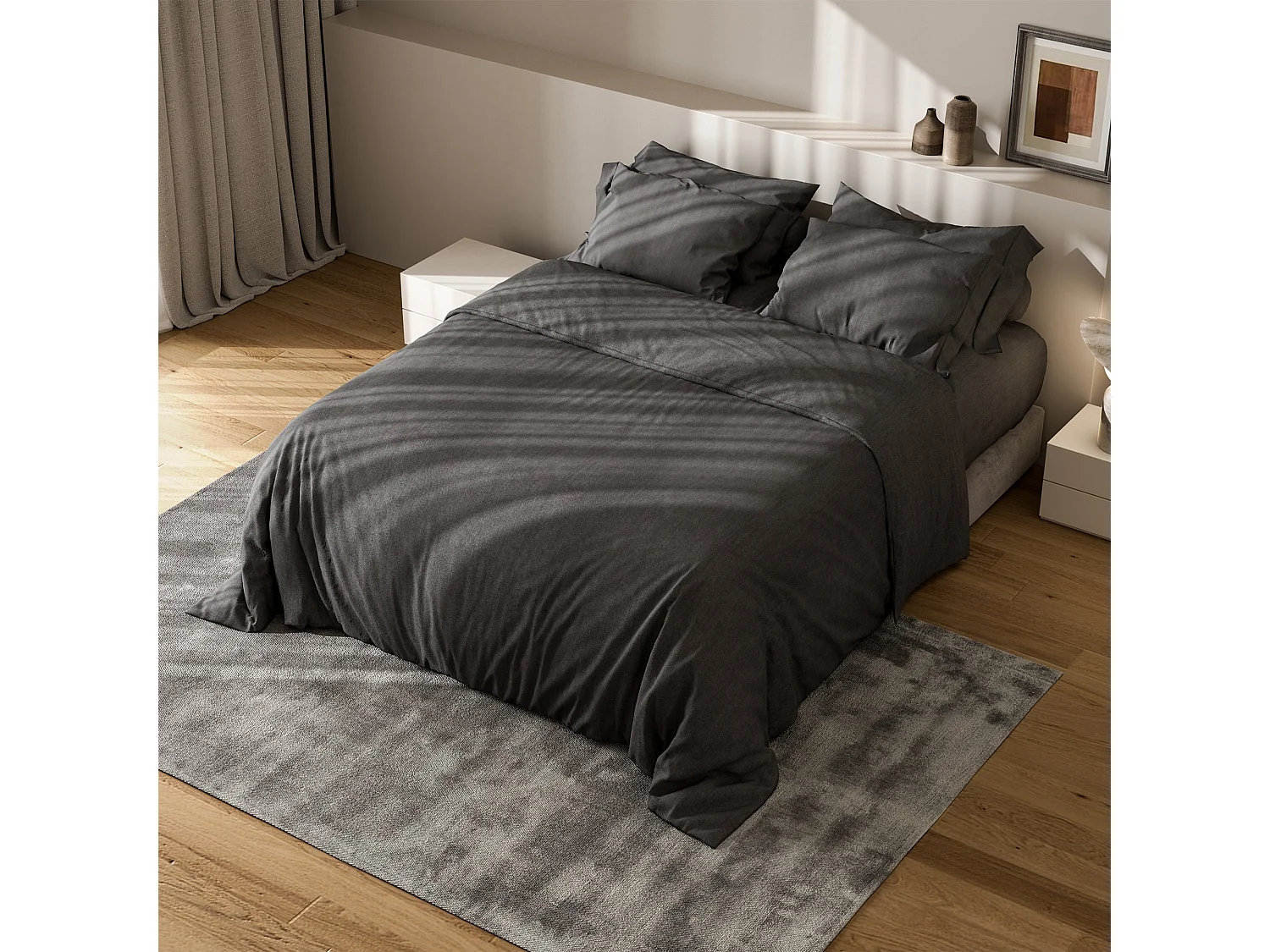 Matelas 160x200cm,épaisseur 16cm +Parure de lit+Housse Couette+Housse d'oreiller,Adapté aux
