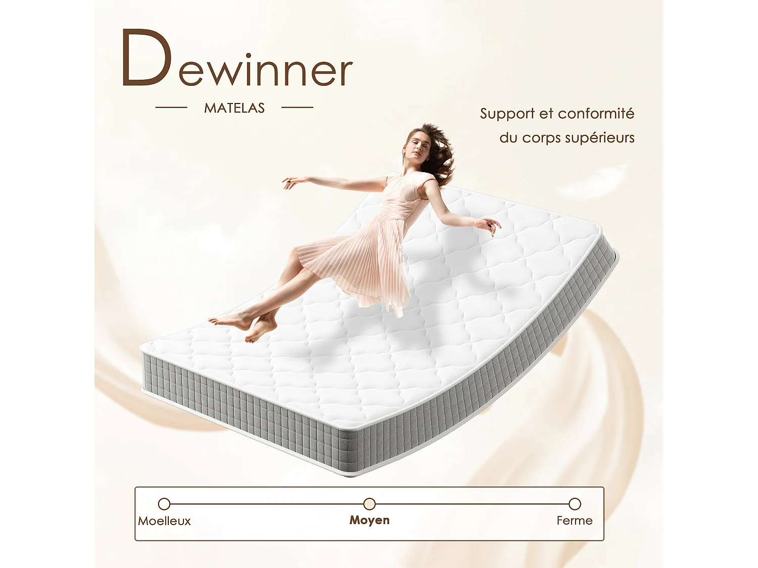 Matelas 120x200 - Épaisseur 25cm,  Mi-Ferme, Double Face aux 7 Zones de Soutien Ergonomique, Certifié Oeko-TEX, Confort Respirant