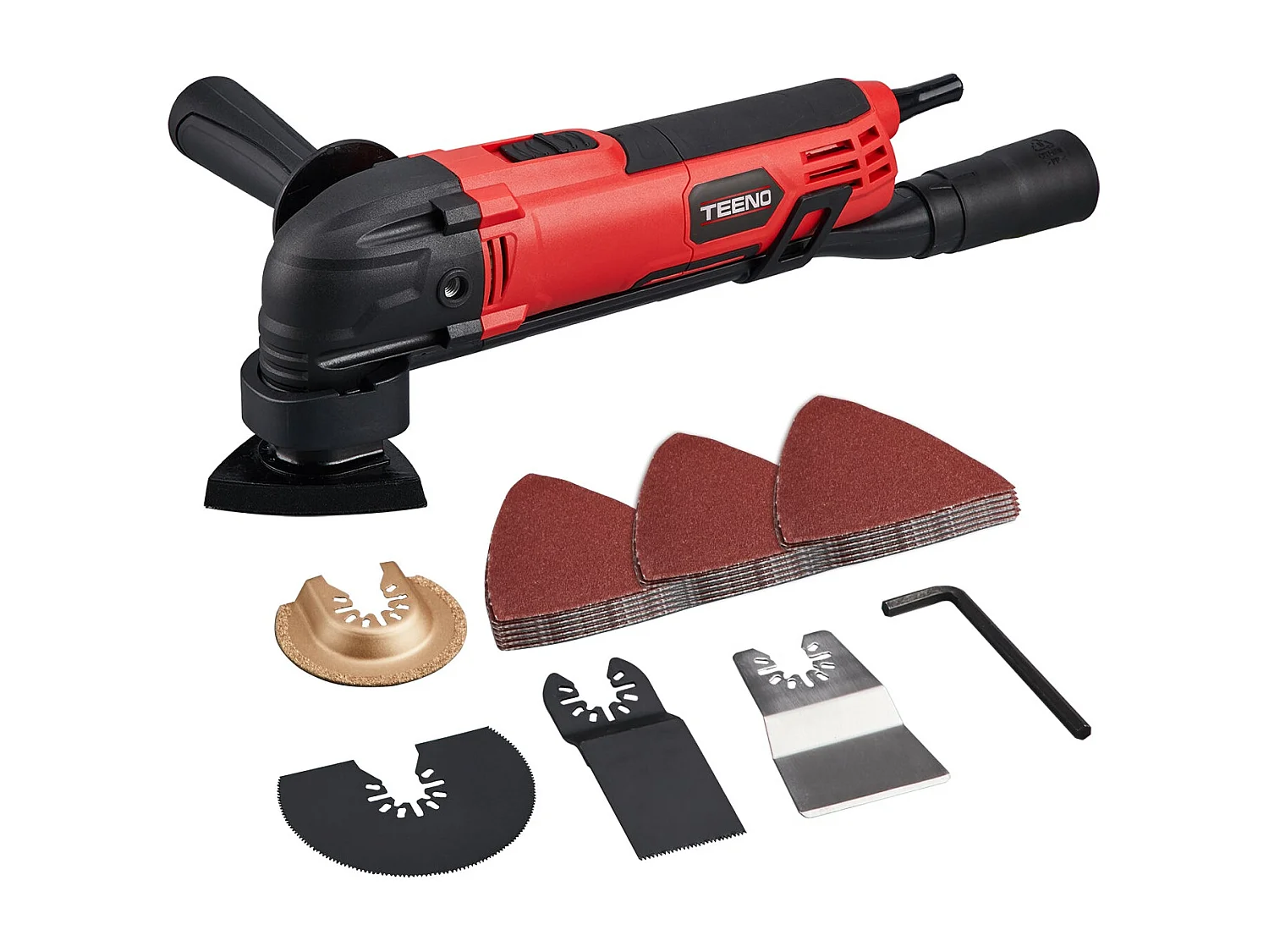 Outil multifonction oscillant filaire 300 W avec ensemble d'accessoires 11 pièces, rouge