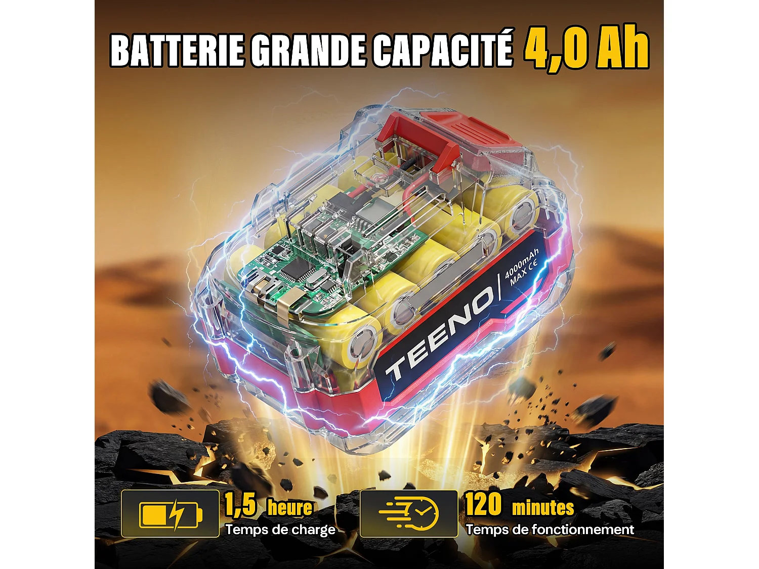 Taille-Haies sur Batterie 20V, 1 Batterie 4000mAh, Lame 52cm, Coupe 16mm, Idéal pour Jardin, Haies,