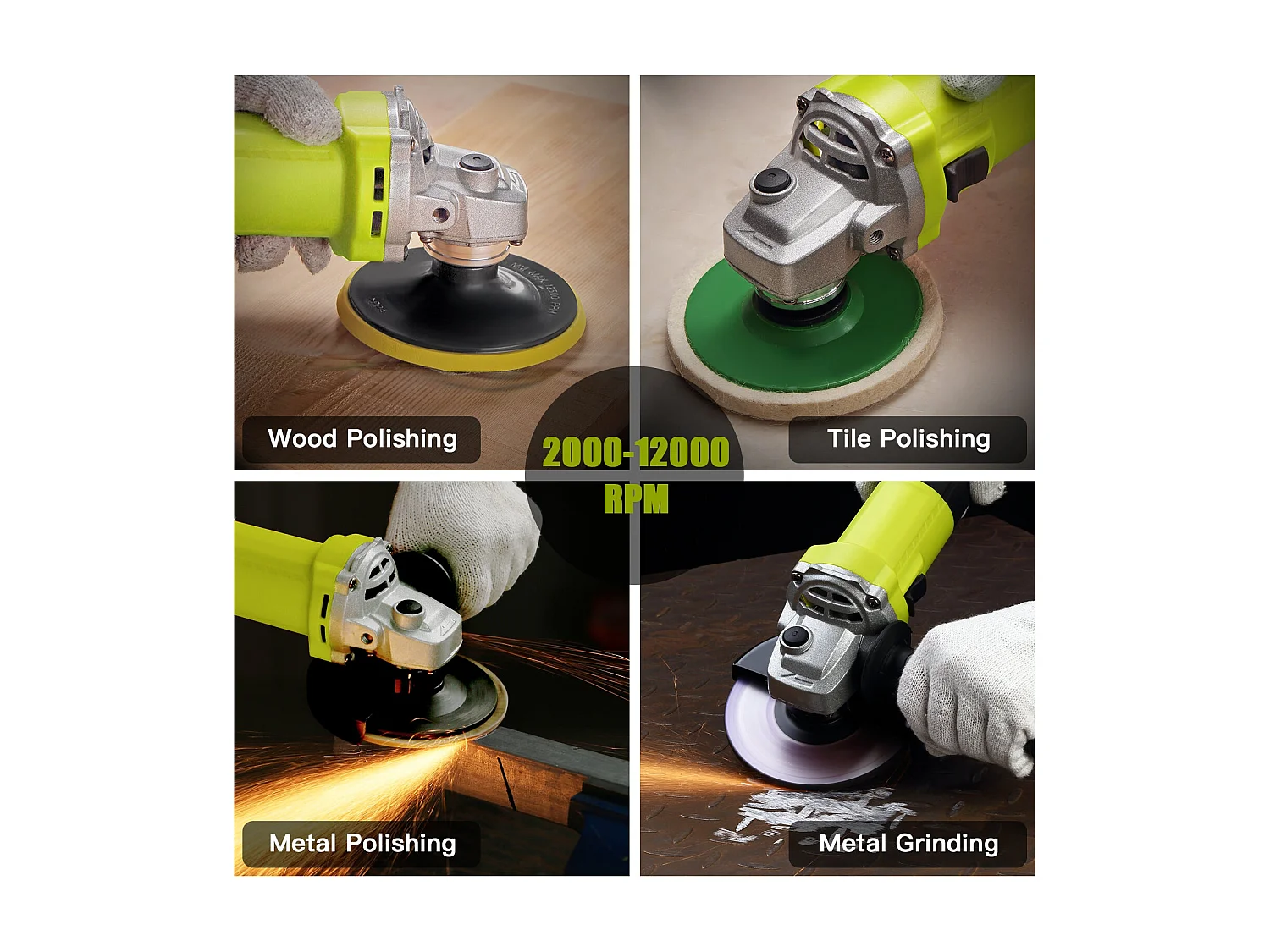 Haakse slijper 125mm 1000W 2000-12000 tpm Met 20 Accessoires, Haakse slijpers Met canvas draagtas,