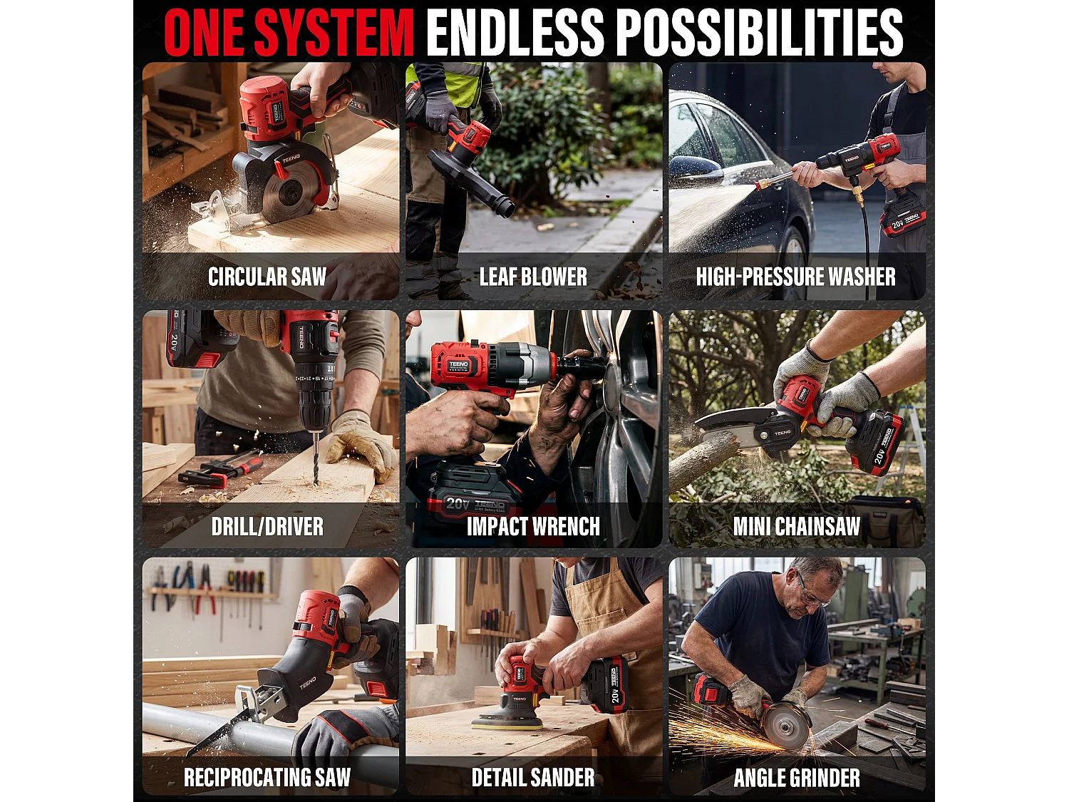 Ensemble d'outils sans fil 11 en 1, comprenant une perceuse, une scie sauteuse, un marteau