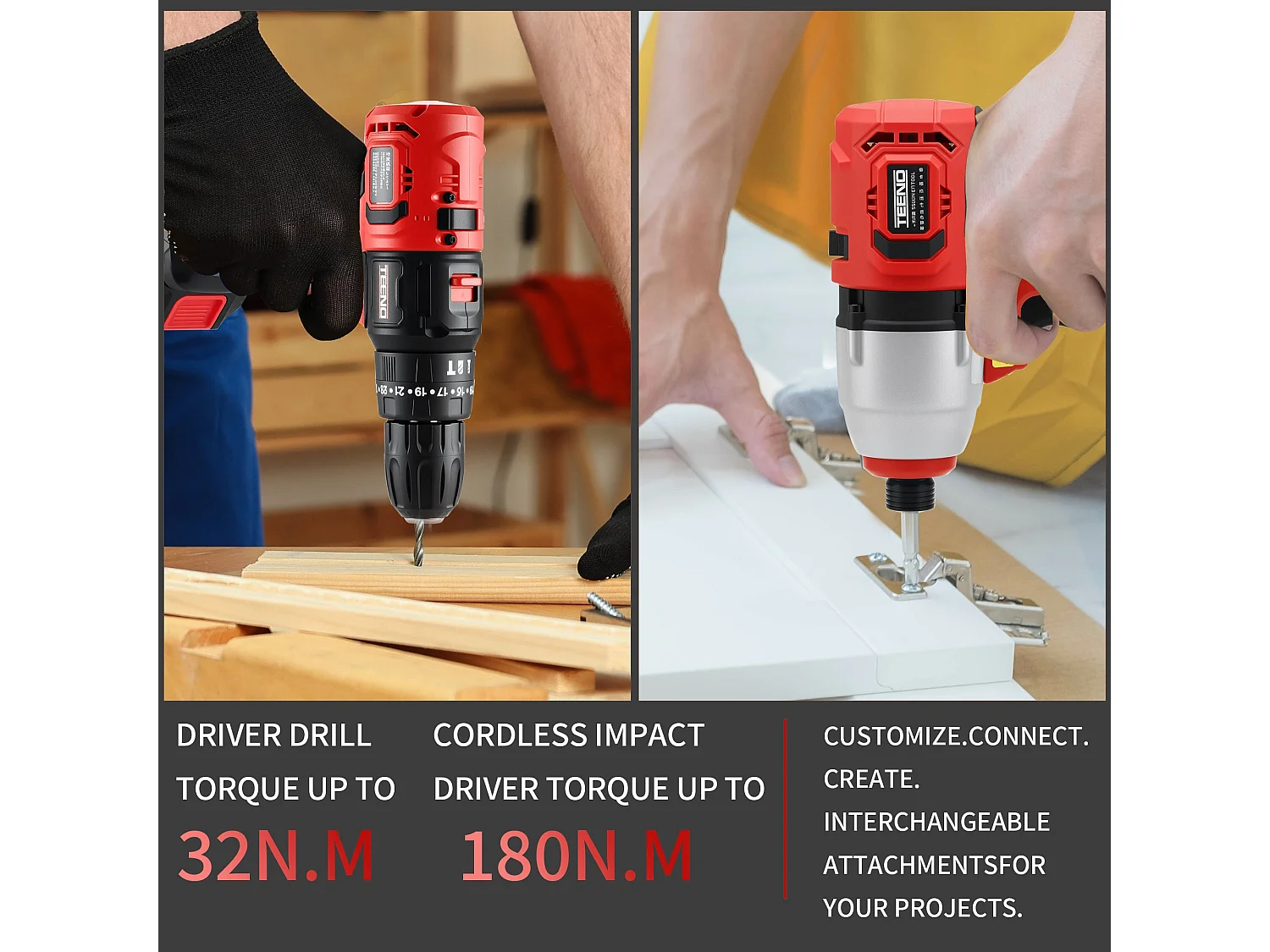 Ensemble d'outils électriques sans fil 20 V, perceuse à percussion 1450 tr/min et clé à chocs 3300