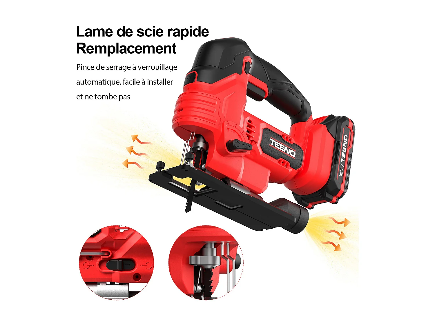Scie Sauteuse Sans Fil pour Batterie Makita 20 V, 800-3000 SPM Scie Sauteuse Laser avec 5 lames, Coupe du Bois,Plastique,Métal (Une batterie, 2.0 Ah)