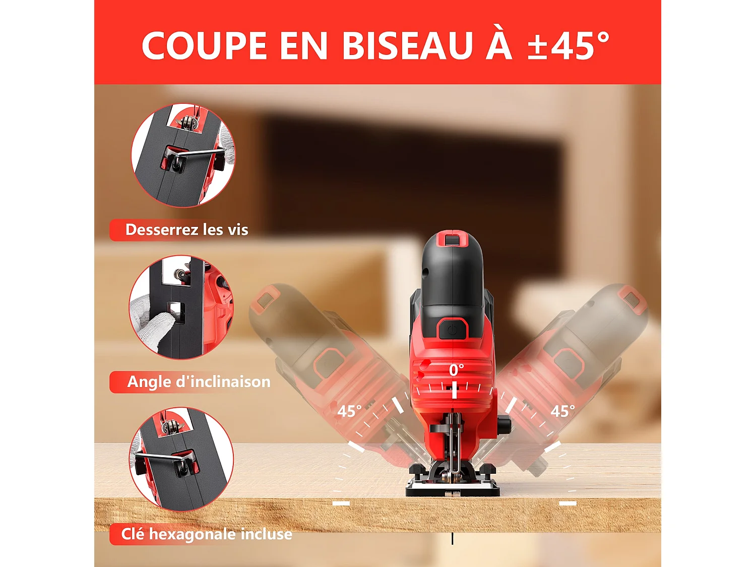 Scie Sauteuse Sans Fil pour Batterie Makita 20 V, 800-3000 SPM Scie Sauteuse Laser avec 5 lames, Coupe du Bois,Plastique,Métal (Une batterie, 2.0 Ah)