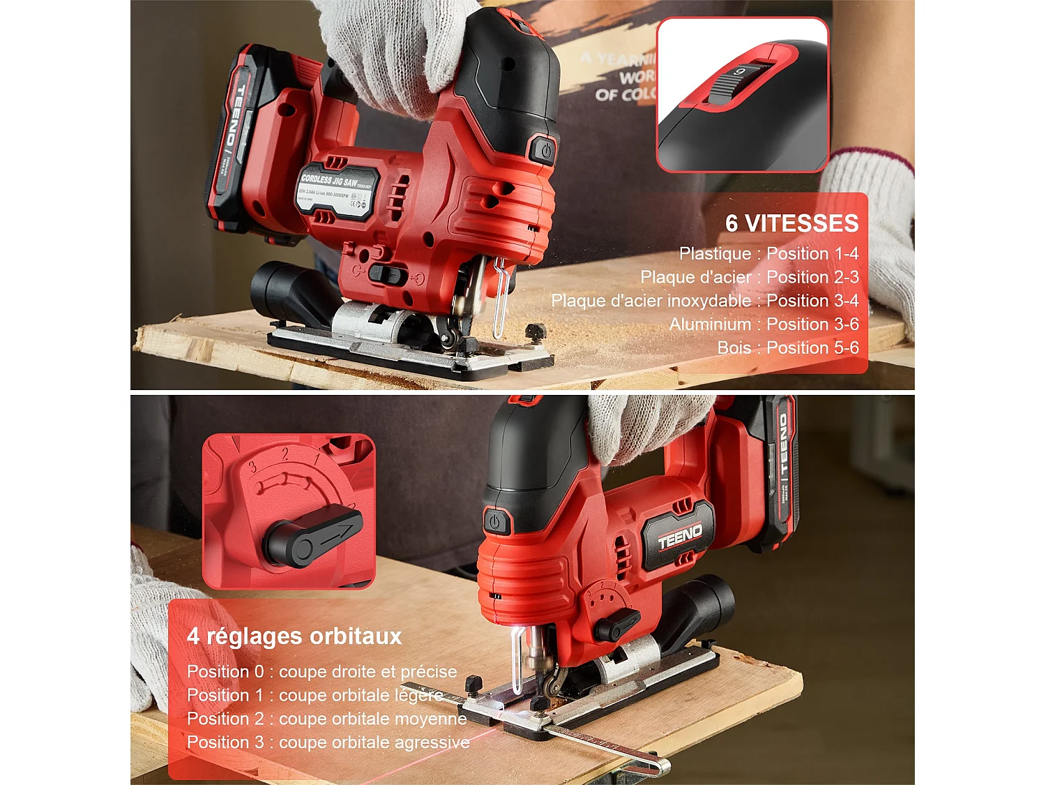 Scie Sauteuse Sans Fil pour Batterie Makita 20 V, 800-3000 SPM Scie Sauteuse Laser avec 5 lames, Coupe du Bois,Plastique,Métal (Une batterie, 2.0 Ah)