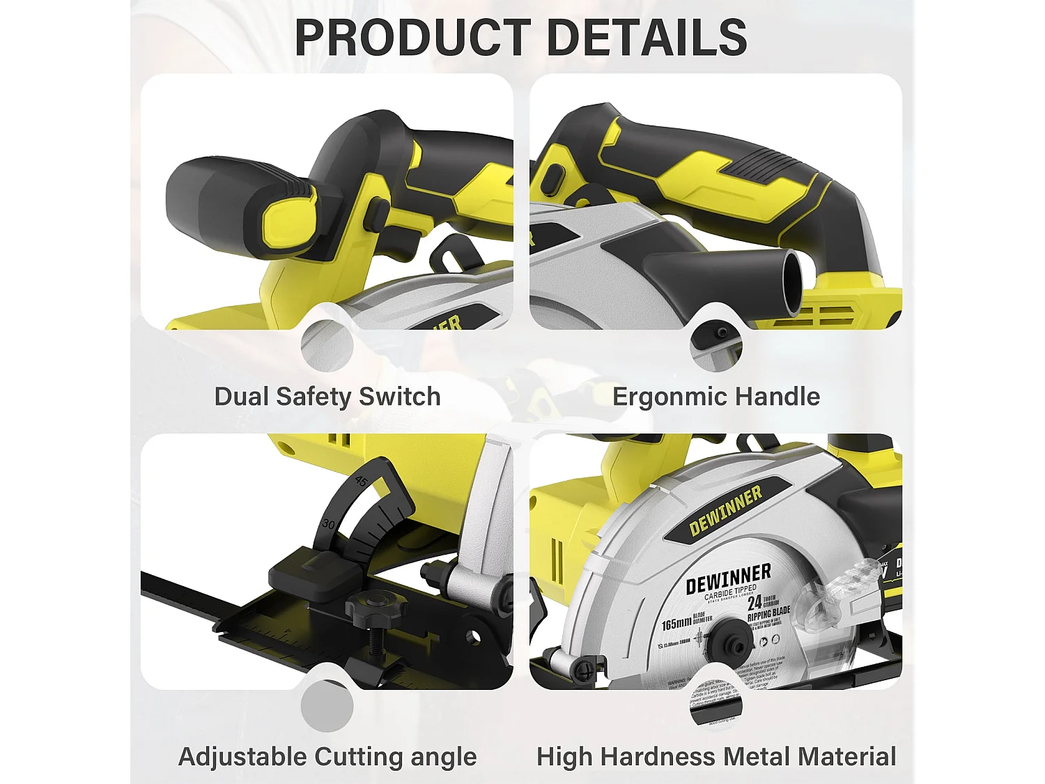 Scie Circulaire Sans Fil,Scie Circulaire Pour le Bois 4000RPM,4,0Ah Batterie,Profondeur de Coupe
