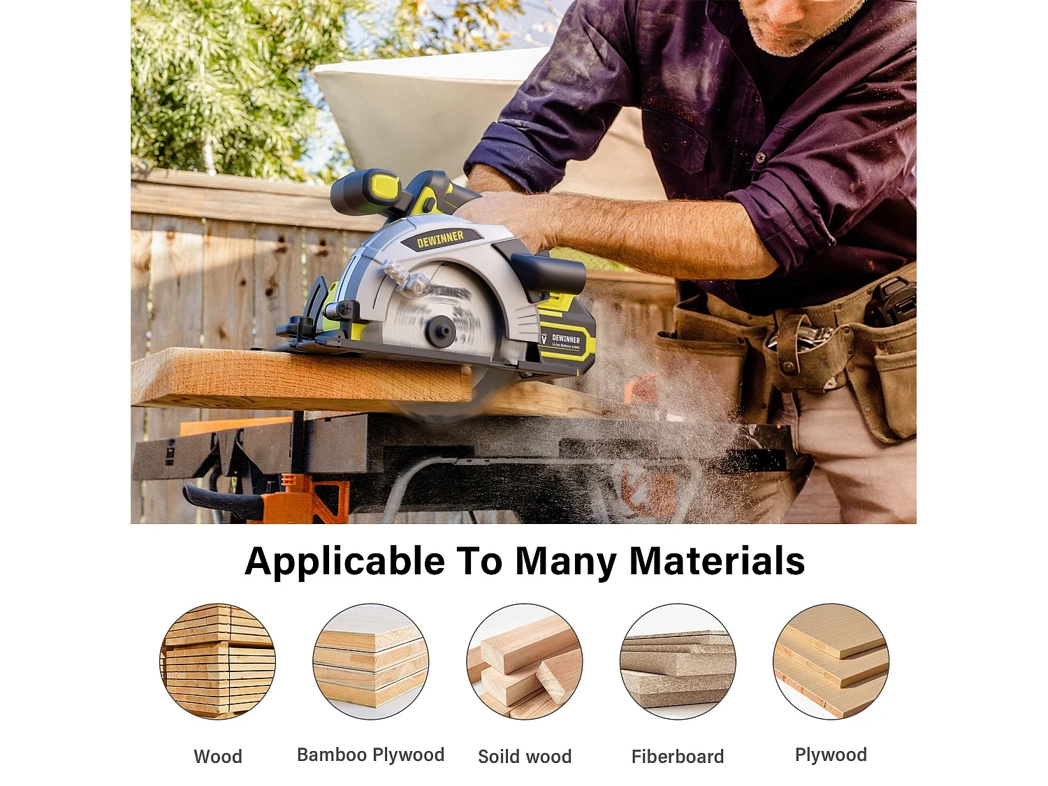 Scie Circulaire Sans Fil,Scie Circulaire Pour le Bois 4000RPM,4,0Ah Batterie,Profondeur de Coupe