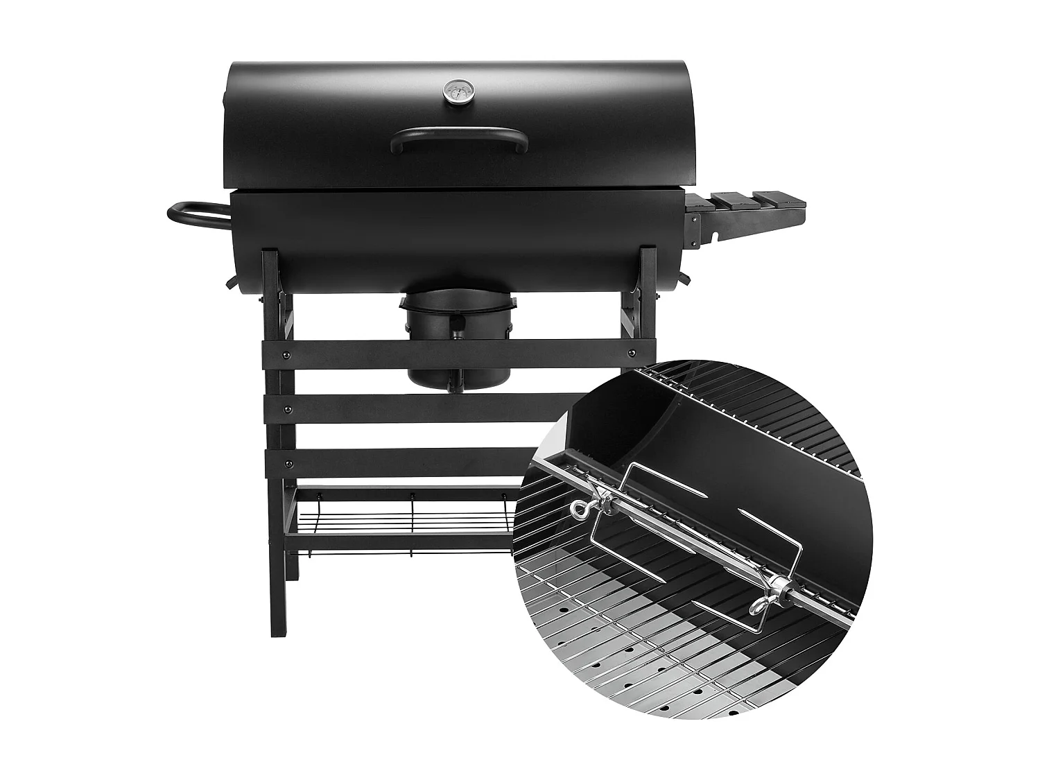 Grand barbecue, charbon de bois, avec grille à poulet, gants, clip