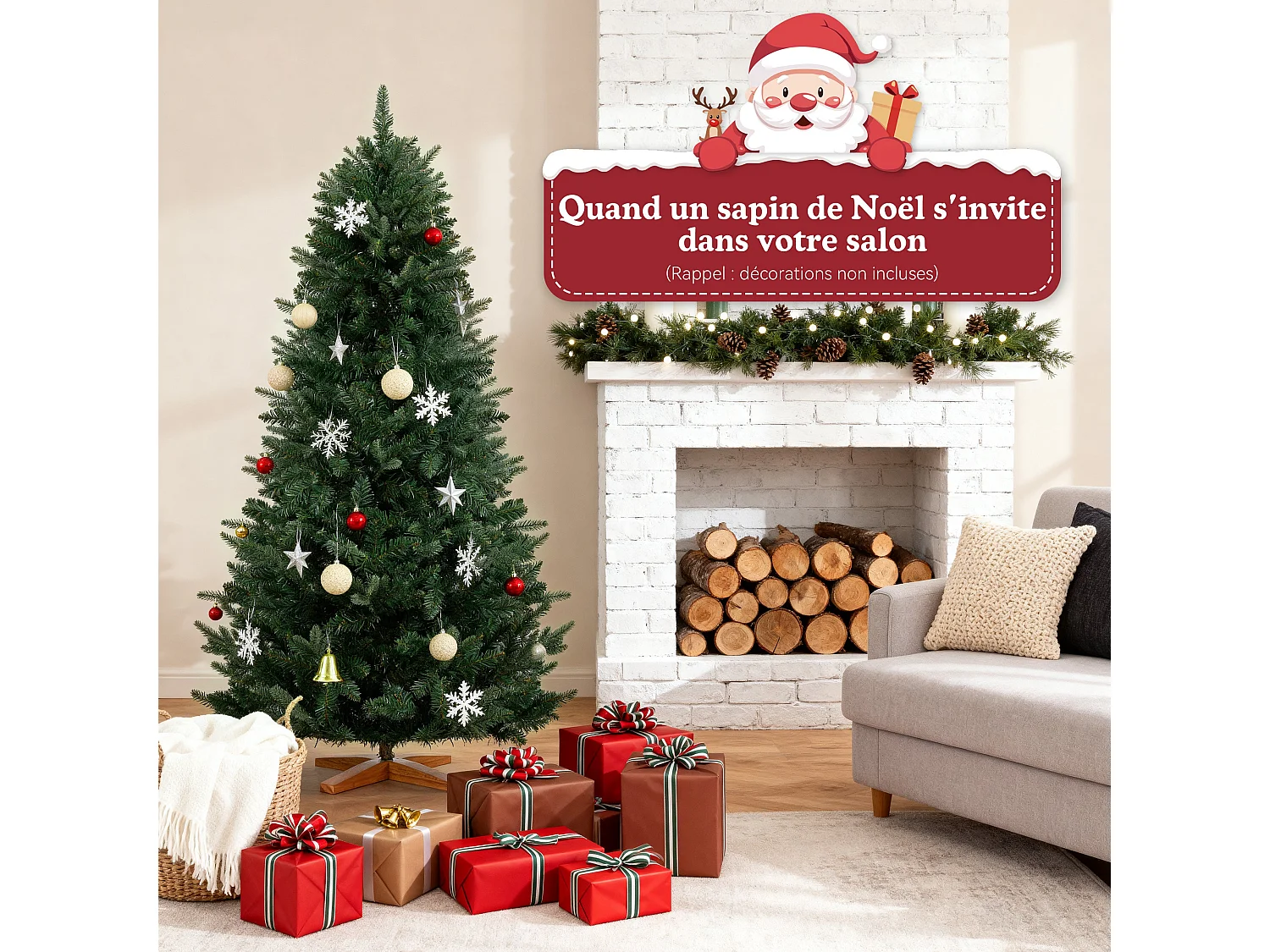 Sapin de Noël Artificiel Extra Dense,180 cm,573 Branches,Support Bois