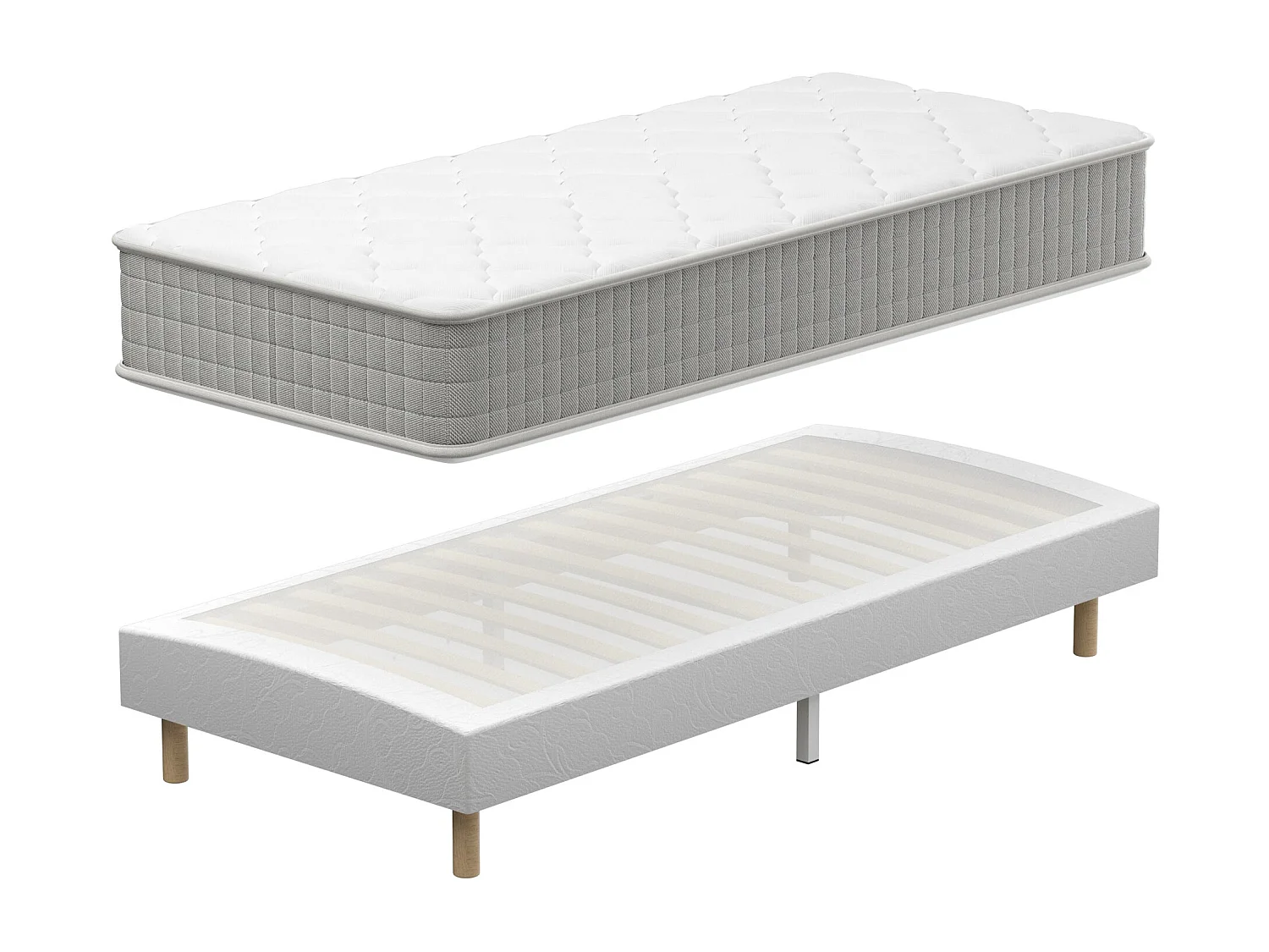 Ensemble Sommier et Matelas 90x190 cm, Lit Une Personne Complet avec Sommier Tapissier (Matelas 90x190x30+Sommier)