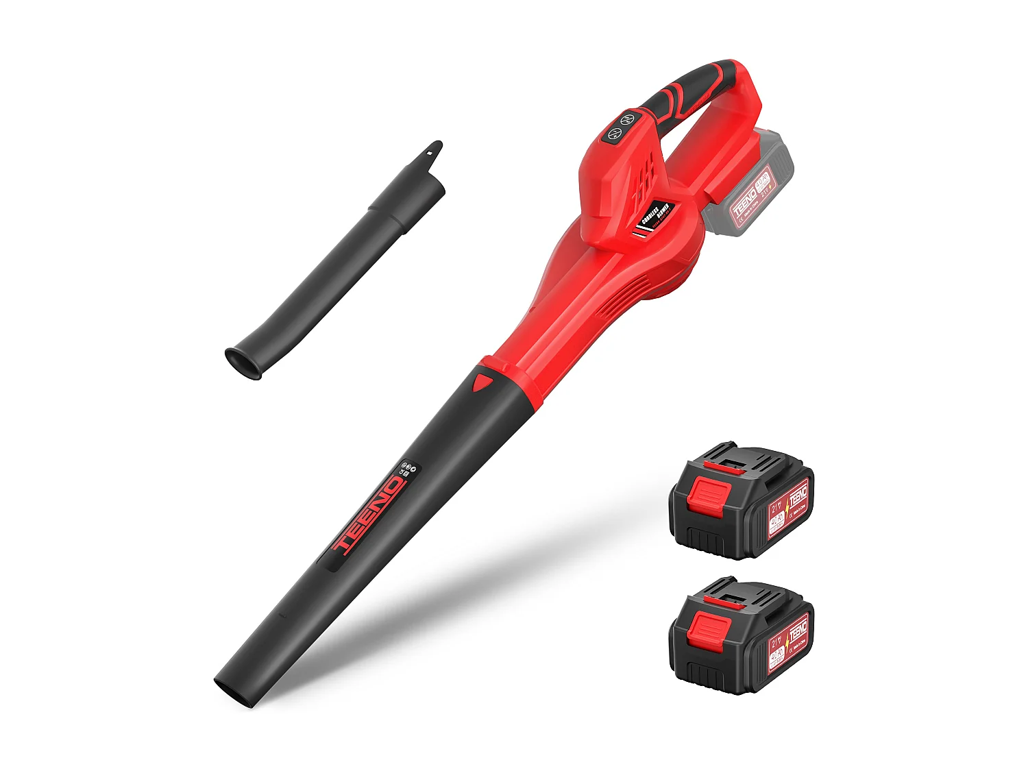 Souffleur à feuilles sans fil, 21V, 2 batteries 4,0 Ah, vitesse de rotation 15 000 tr/min, chargeur rapide inclu