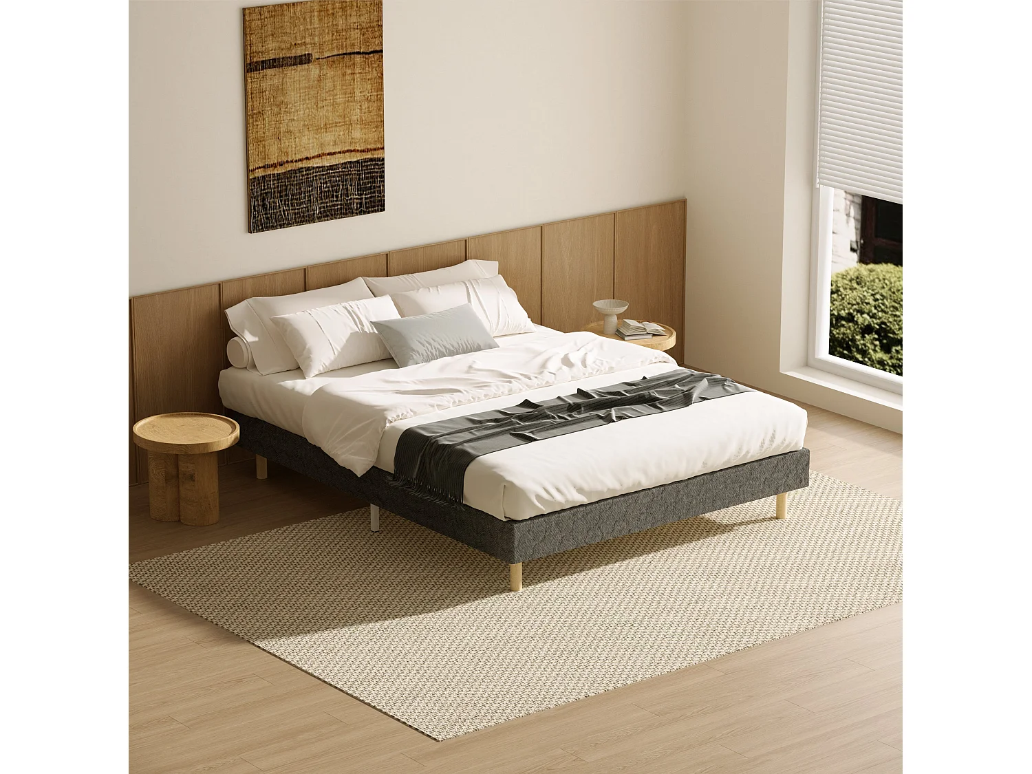 Lattenbodem 140 x 190 cm, 9 poten, 2 x 14 latten, donkergrijs