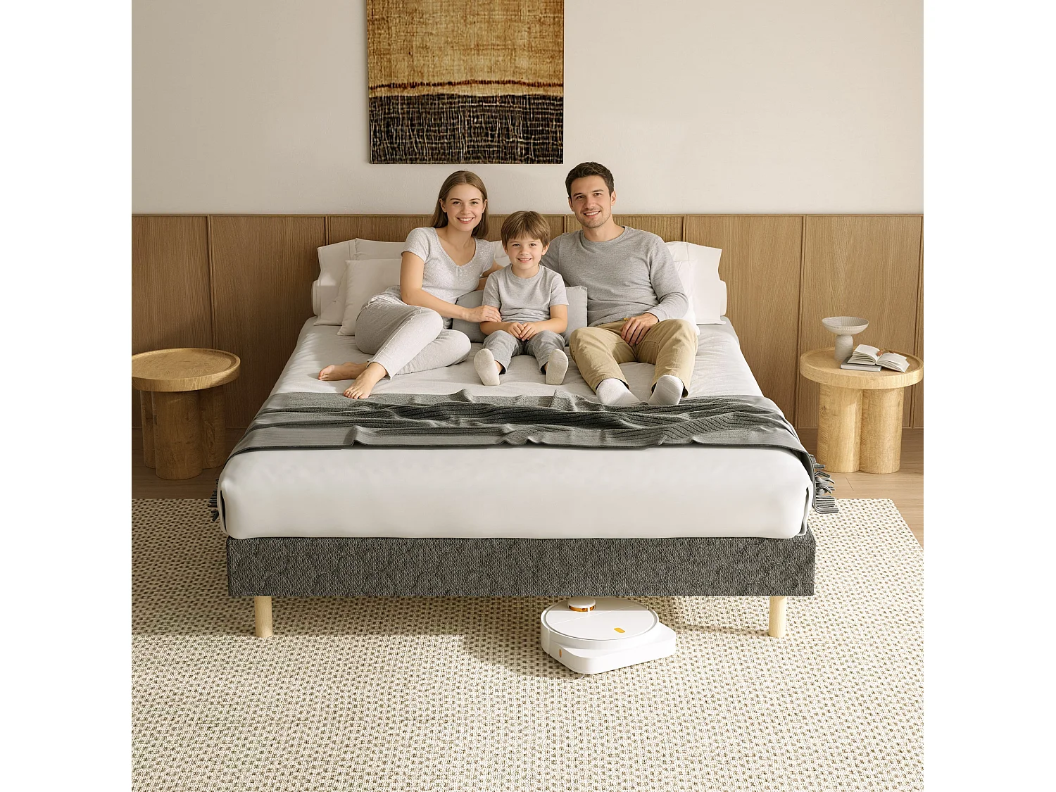 Lattenbodem 140 x 190 cm, 9 poten, 2 x 14 latten, donkergrijs