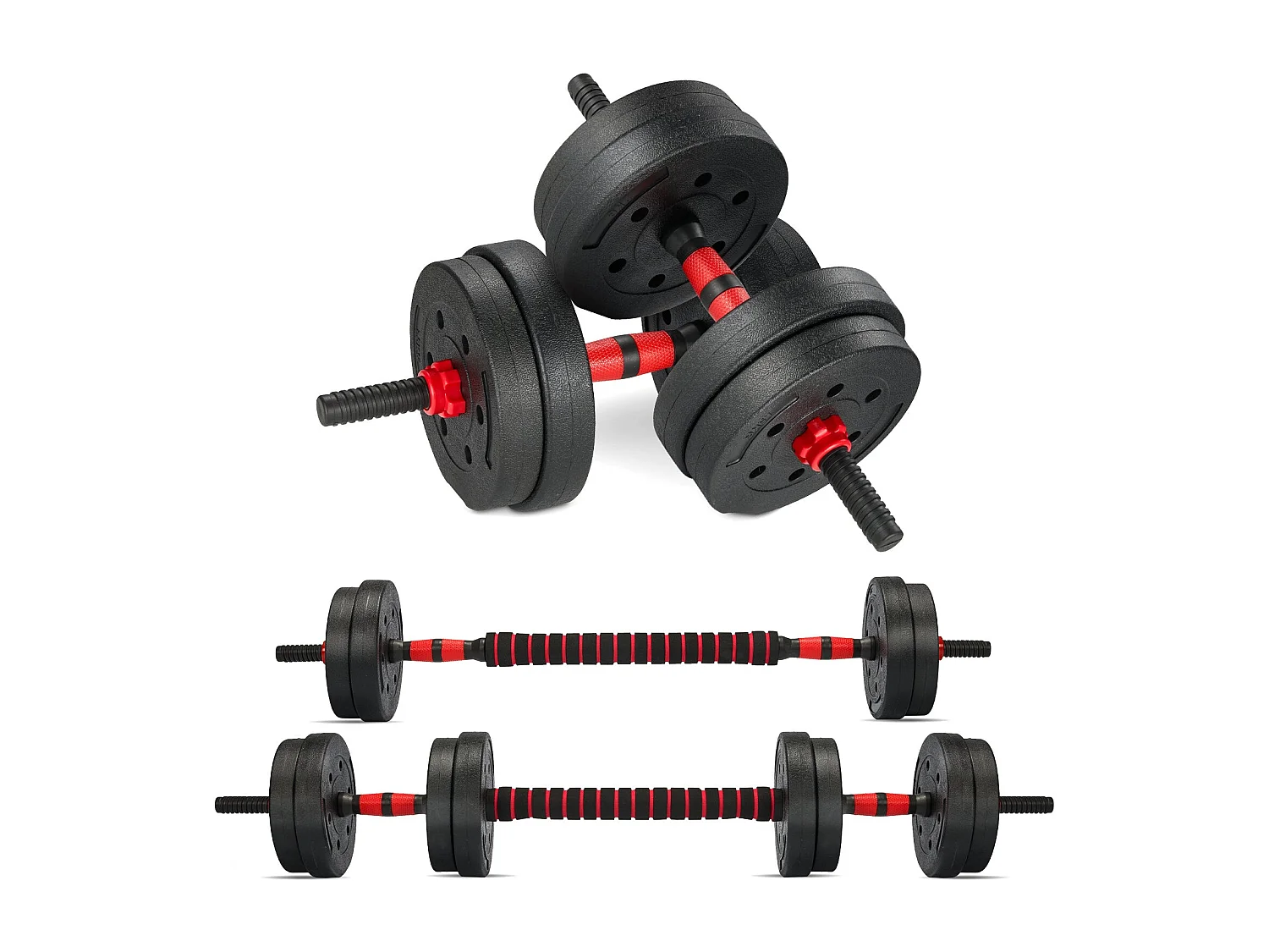 Ensemble d'haltères et de barres réglables de 15 kg, unisexe