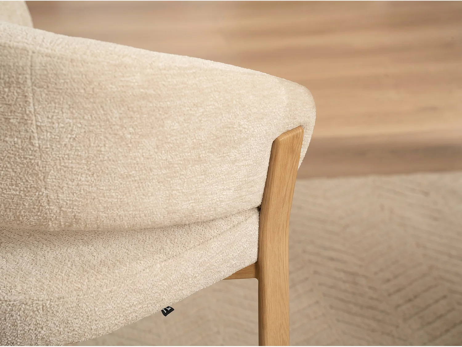 4er Set Esszimmerstühle Cosy – Beiger Stoff / Eiche-Füße