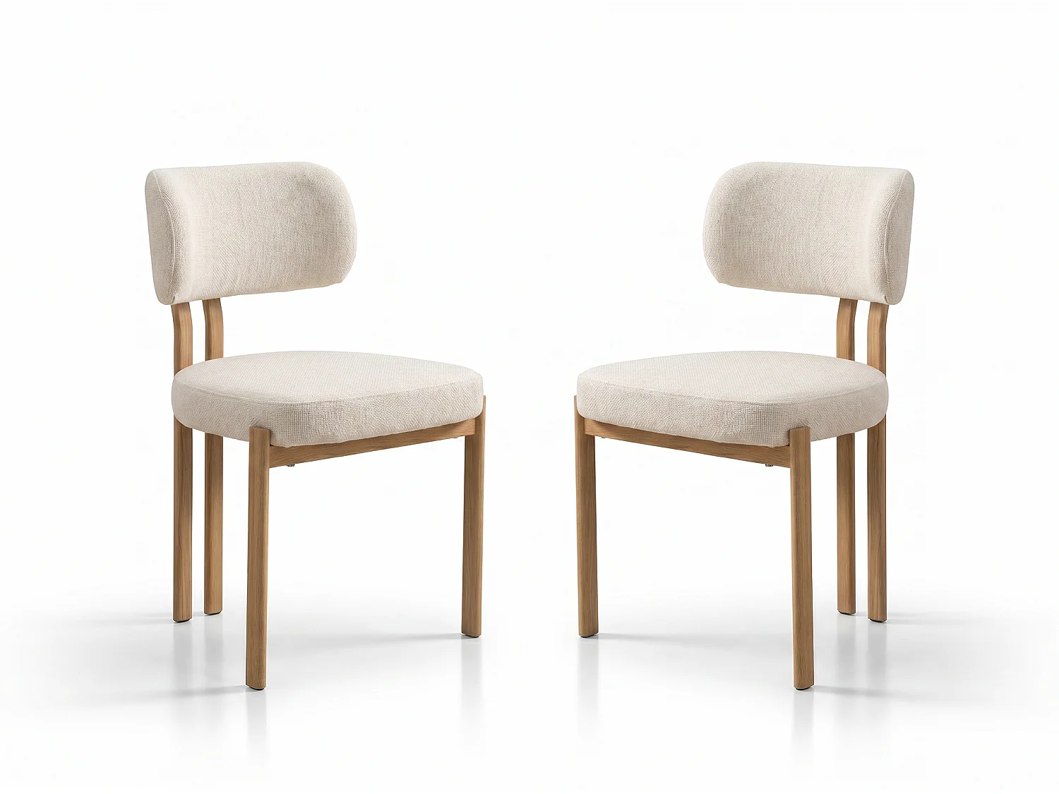 4er Set Esszimmerstühle RINA – Cremona-Stoff Beige / Nussbaum