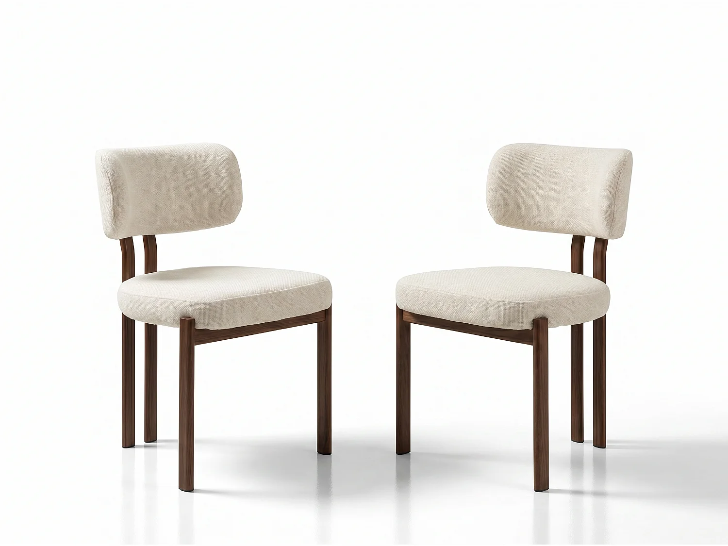 2er Set Esszimmerstühle RINA – Cremona Beige / Travertin-Füße