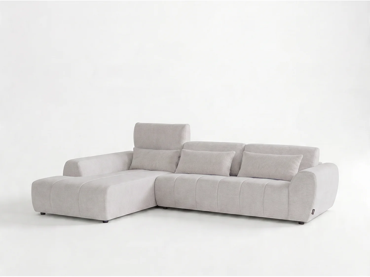 Canapé d’angle gauche 4 places avec méridienne en tissu Ravenna – Homeluxury