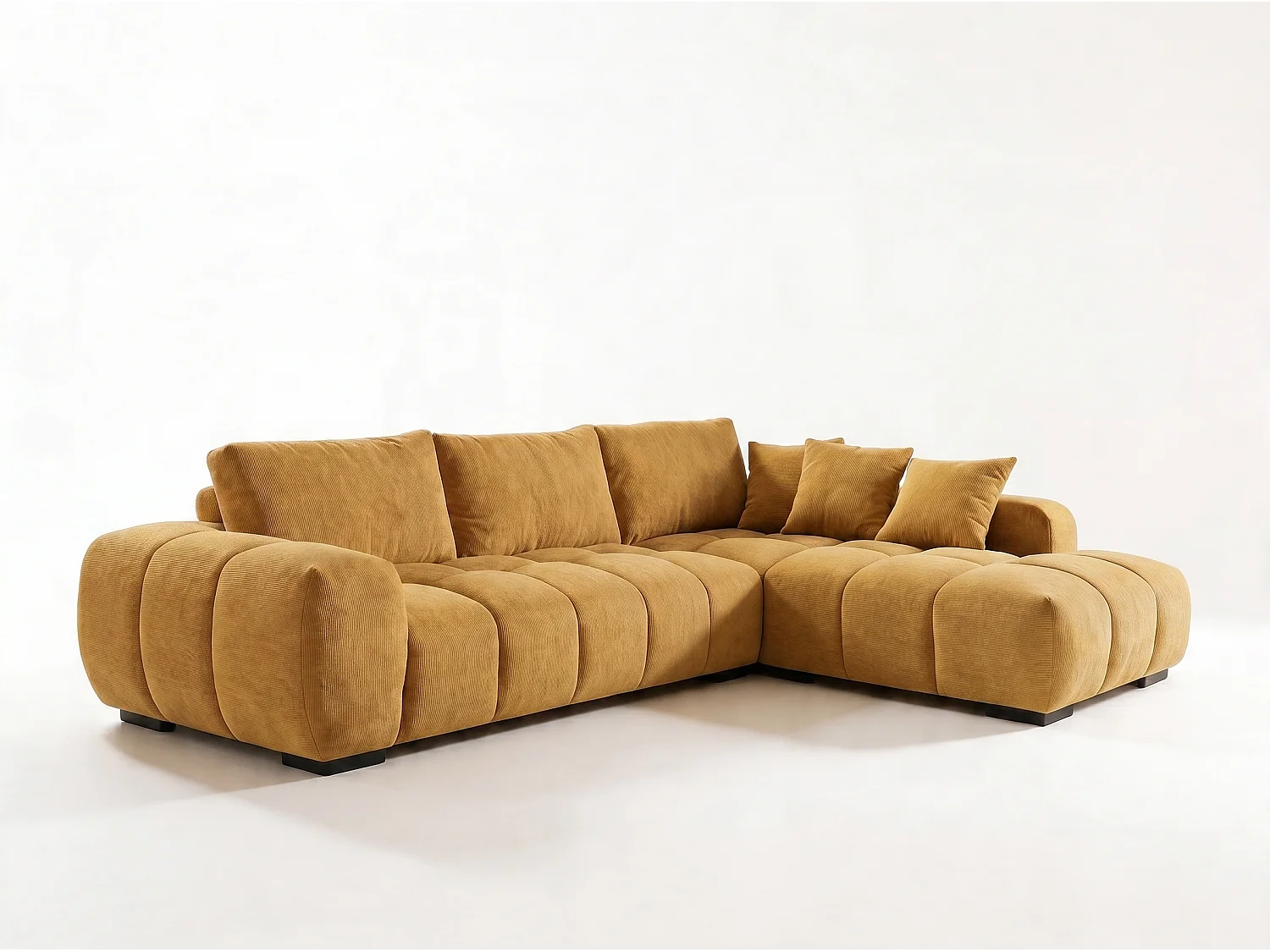 Canapé d'angle droit 4 places en tissu chenille BUBBLE