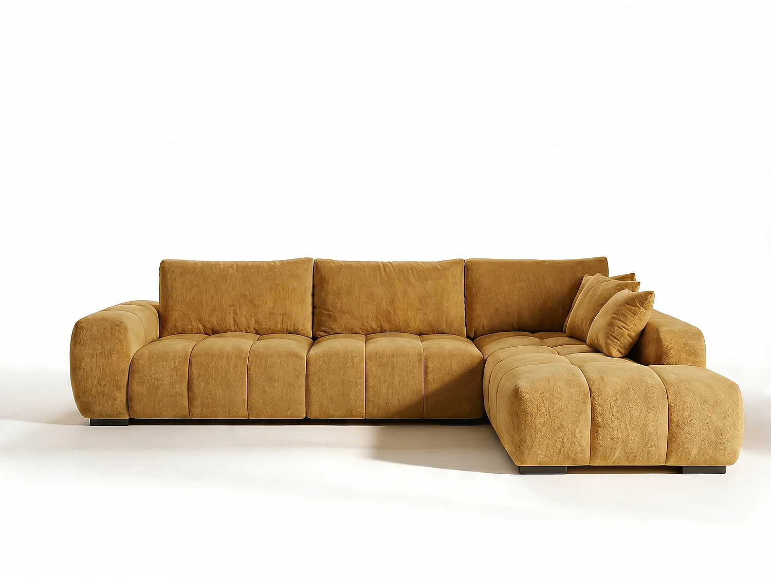 Canapé d'angle droit 4 places en tissu chenille BUBBLE