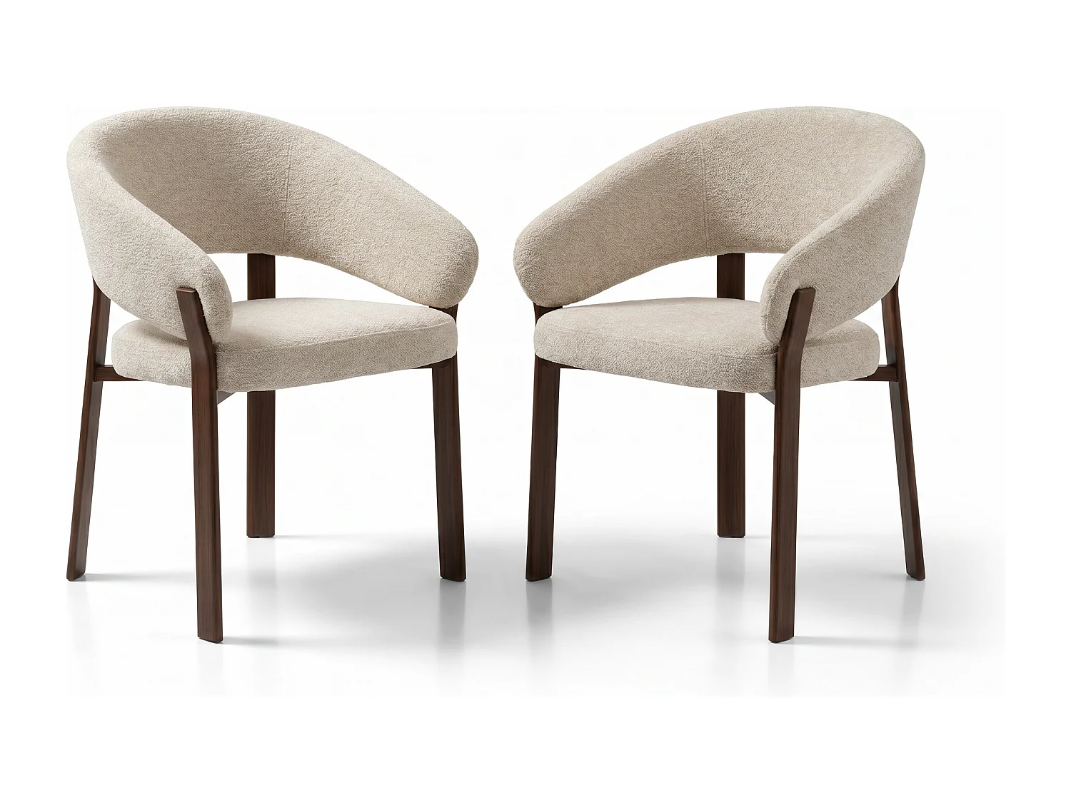 RINA 4er Set Stühle Samtstoff Beige / Nussbaum-Füße