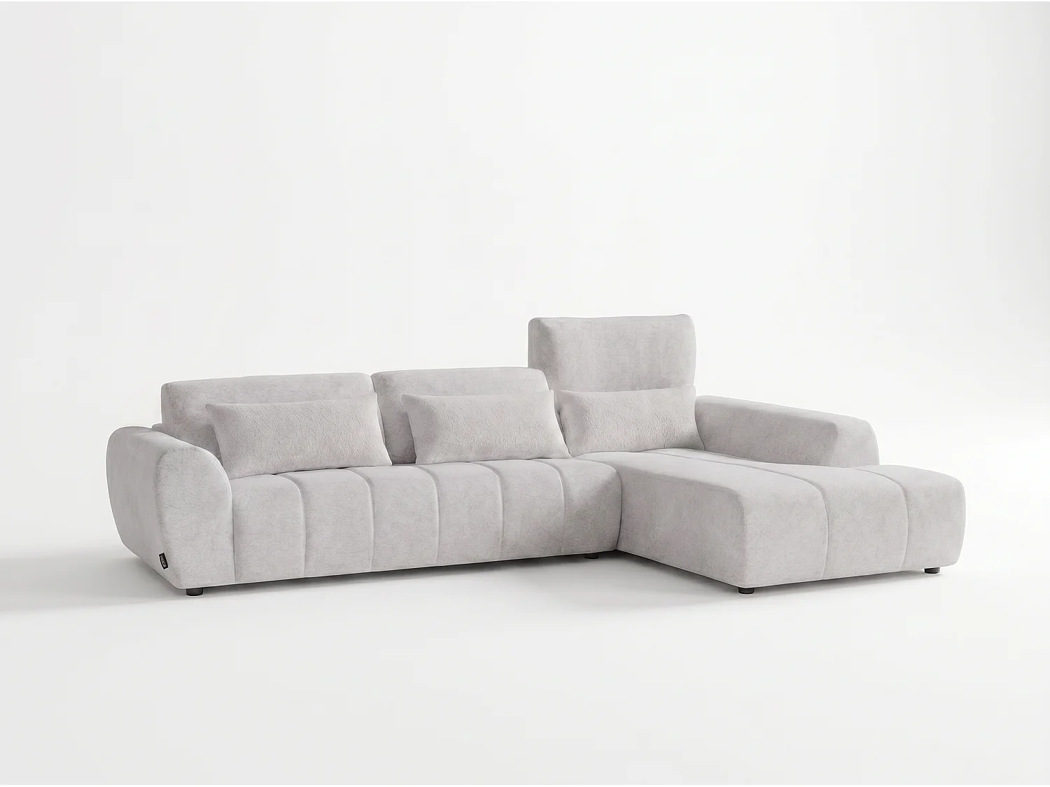 Canapé d’angle droit 4 places avec méridienne en tissu Ravenna – Homeluxury